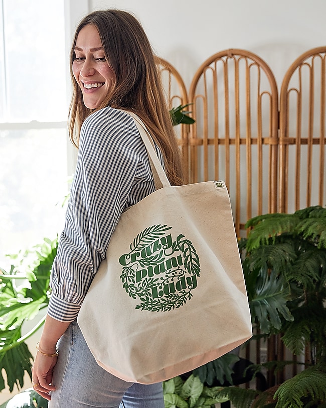 In the Rushies Crazy Plant Lady Canvas Tote Bag.