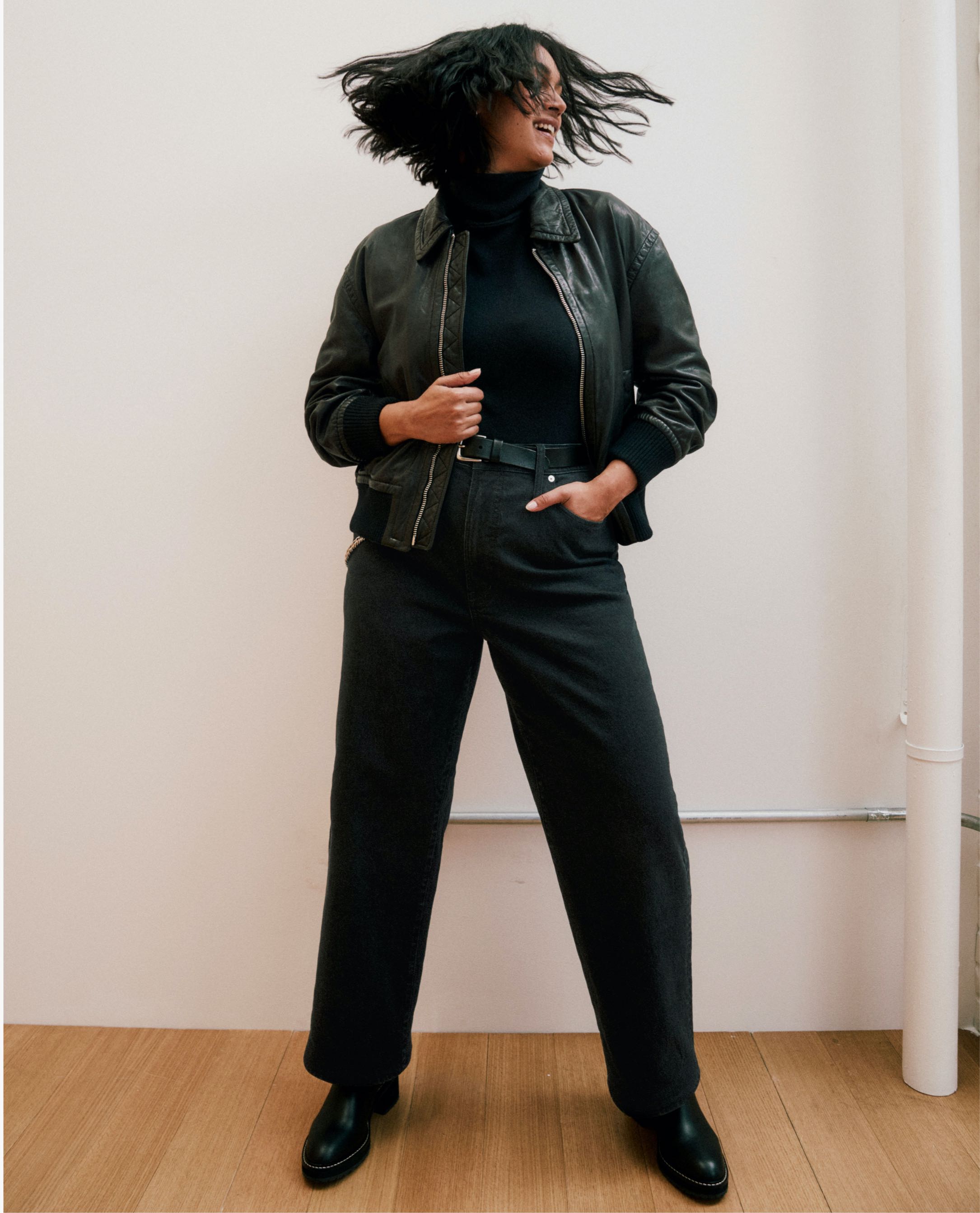 WASHED LEATHER BOMBER