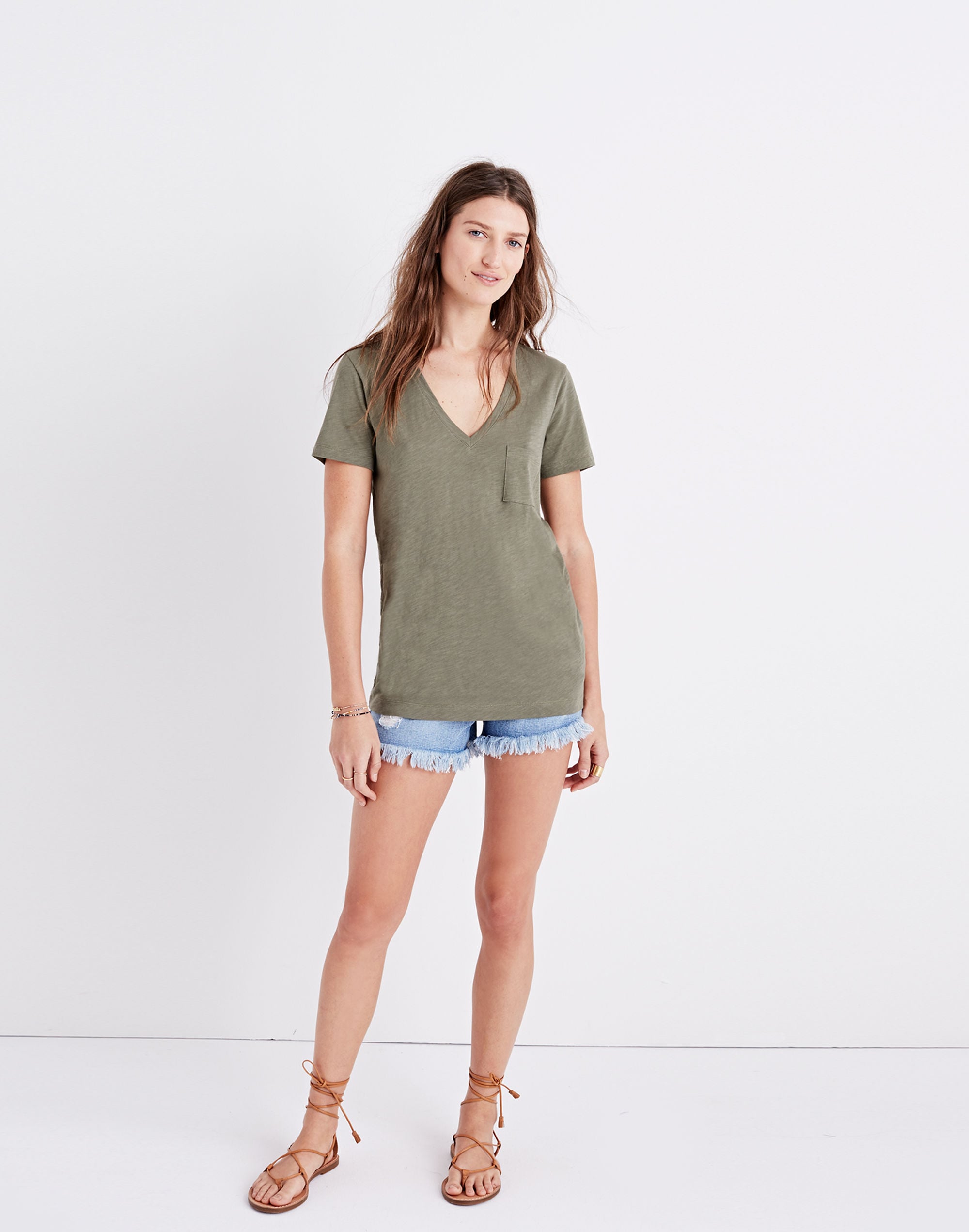 Whisper Cotton V-Neck Pocket Tee