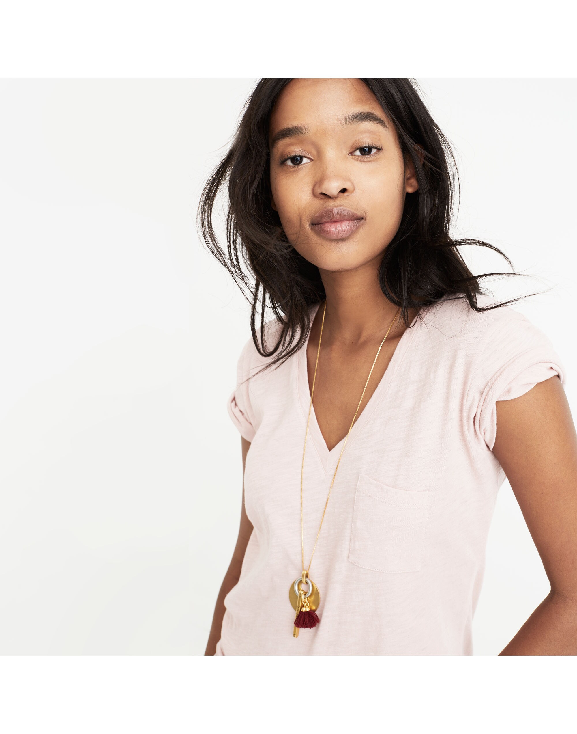Whisper Cotton V-Neck Pocket Tee