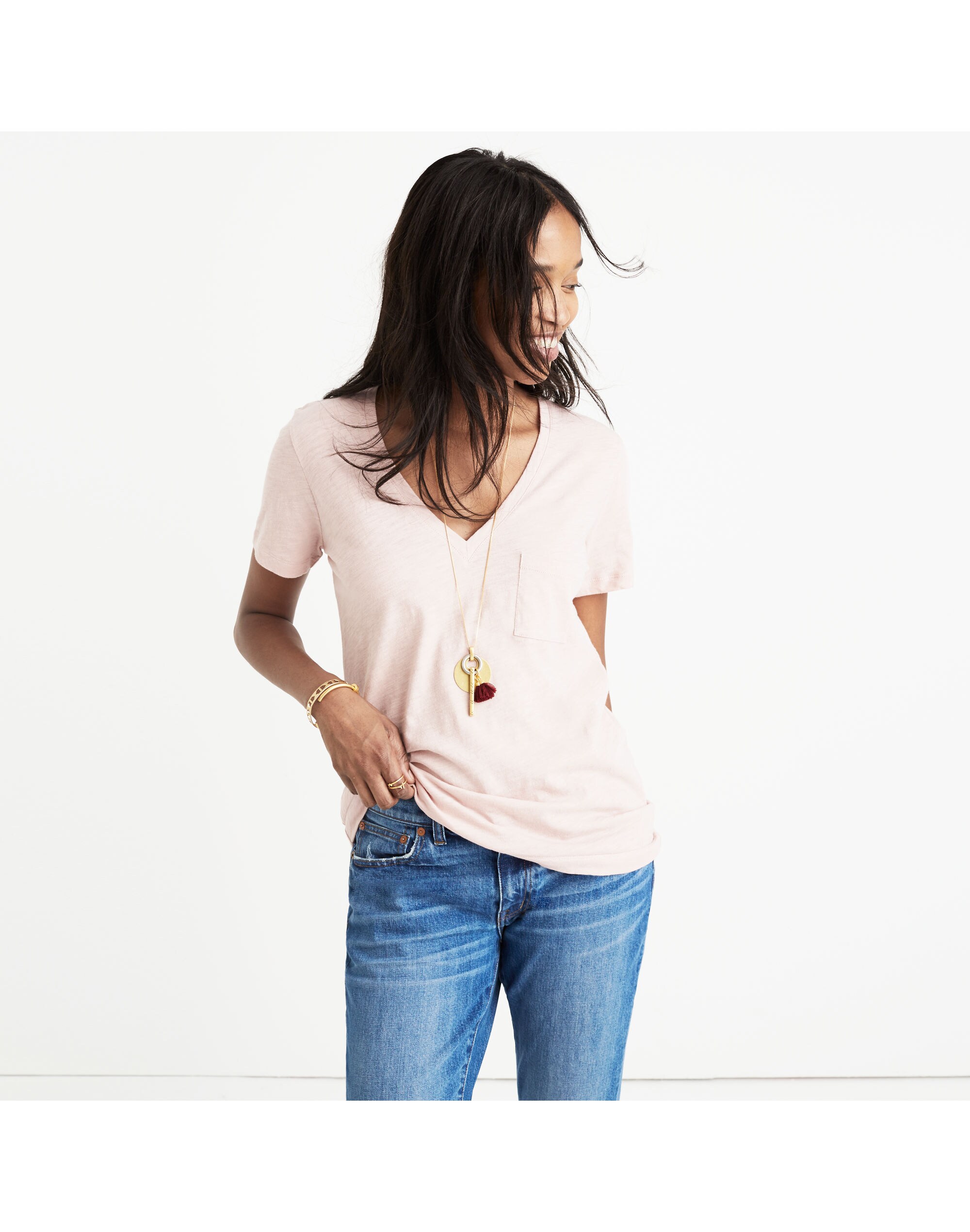 Whisper Cotton V-Neck Pocket Tee