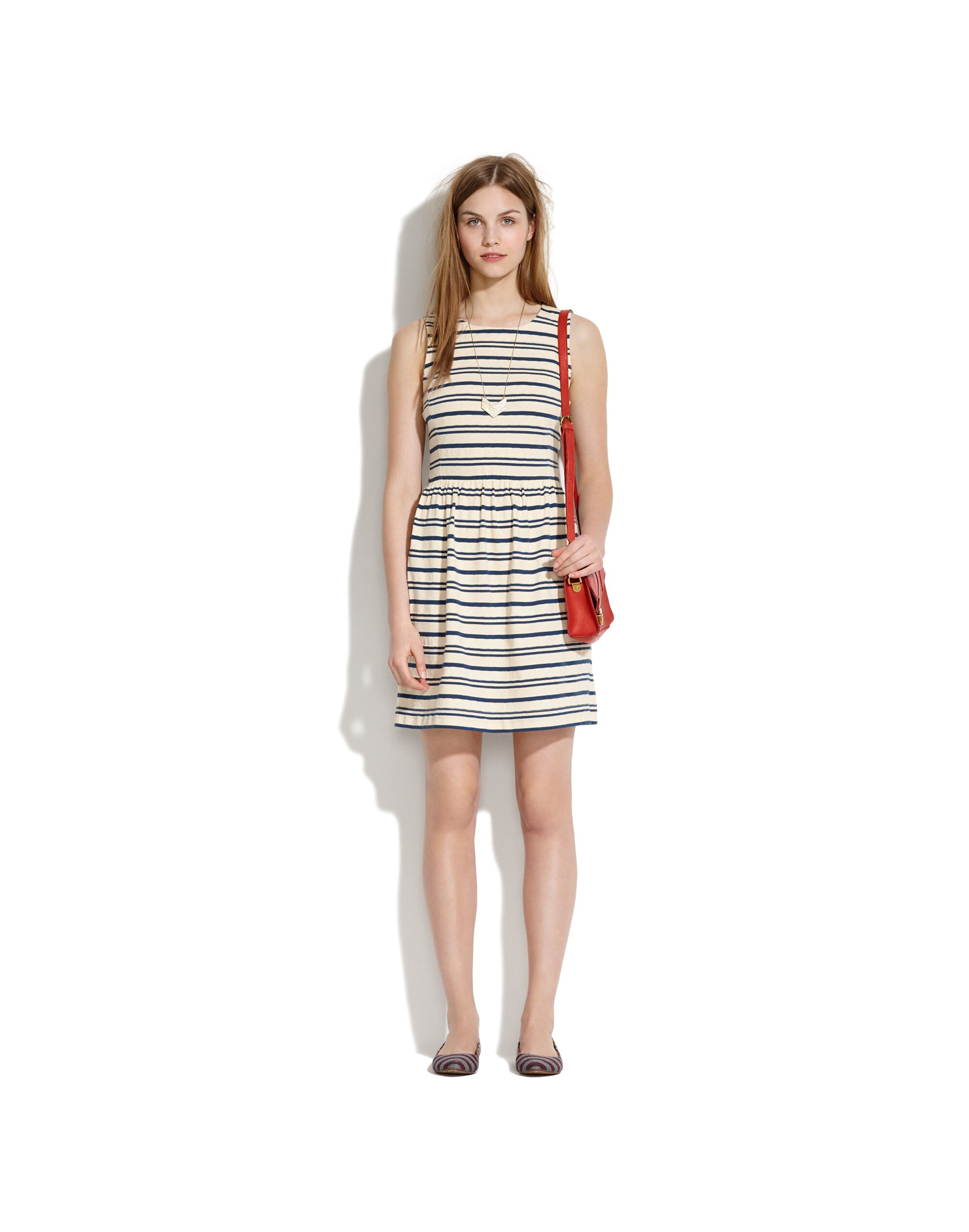 Afternoon Dress in Textured Stripe