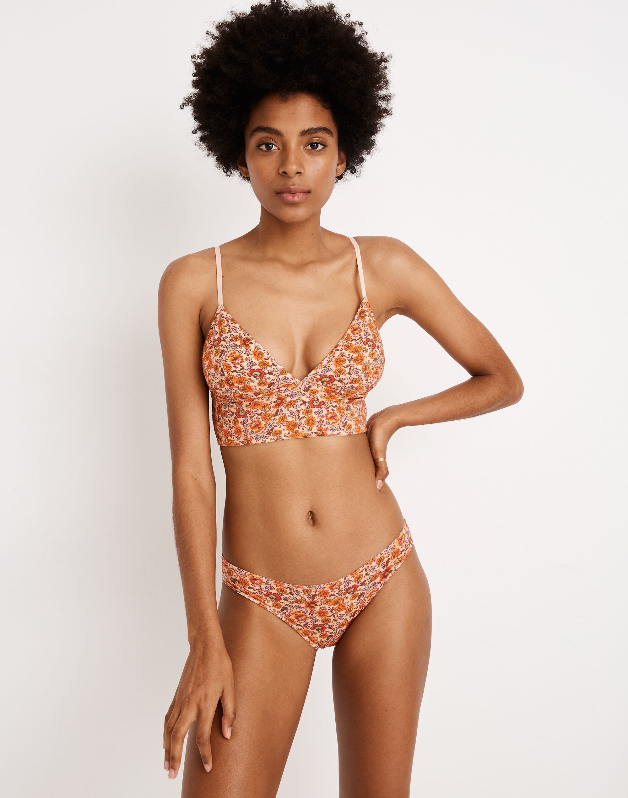 Cotton-Modal&reg; Kealy Longline Bralette in Mumbai Floral