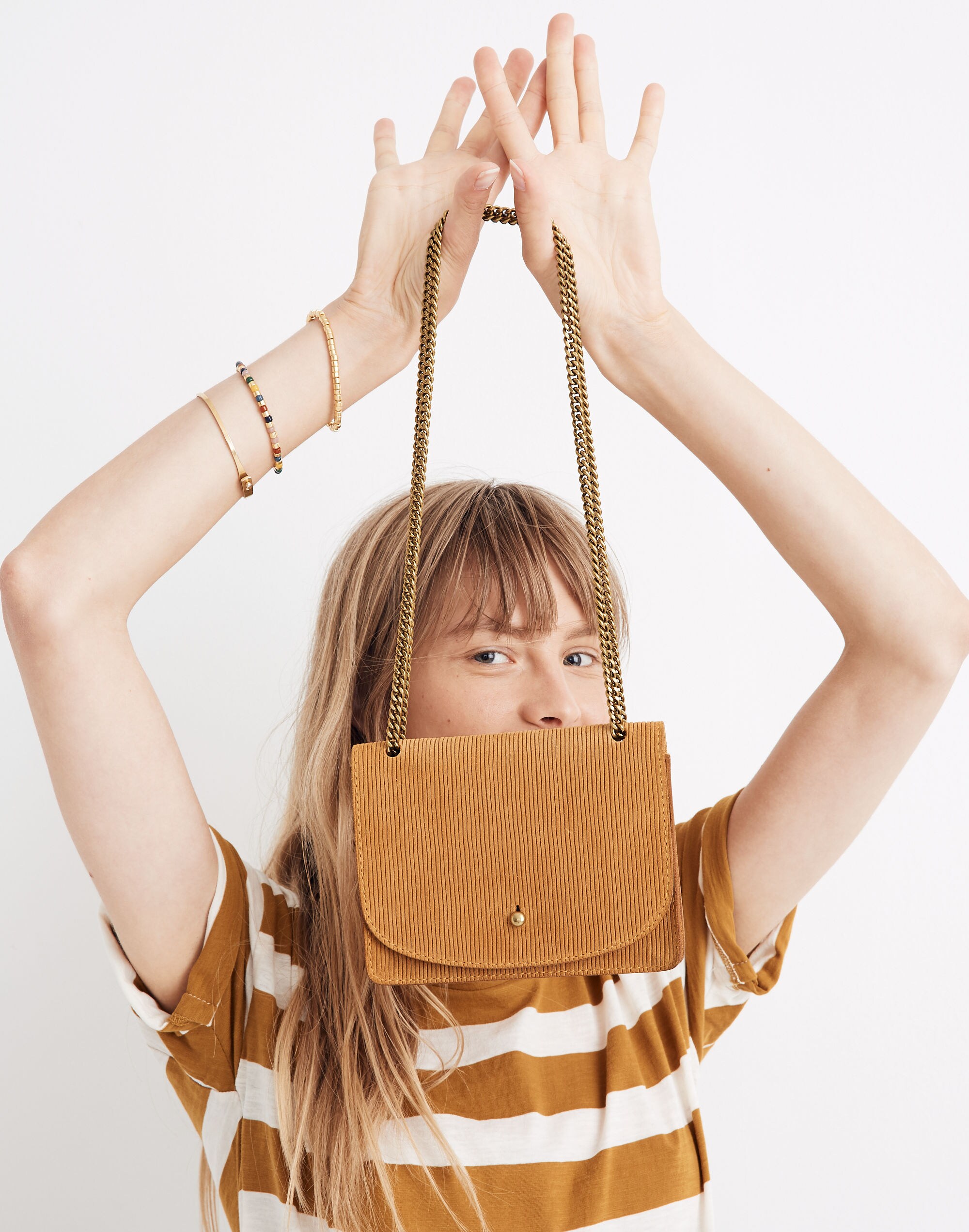 The Chain Crossbody Bag in Corduroy Suede