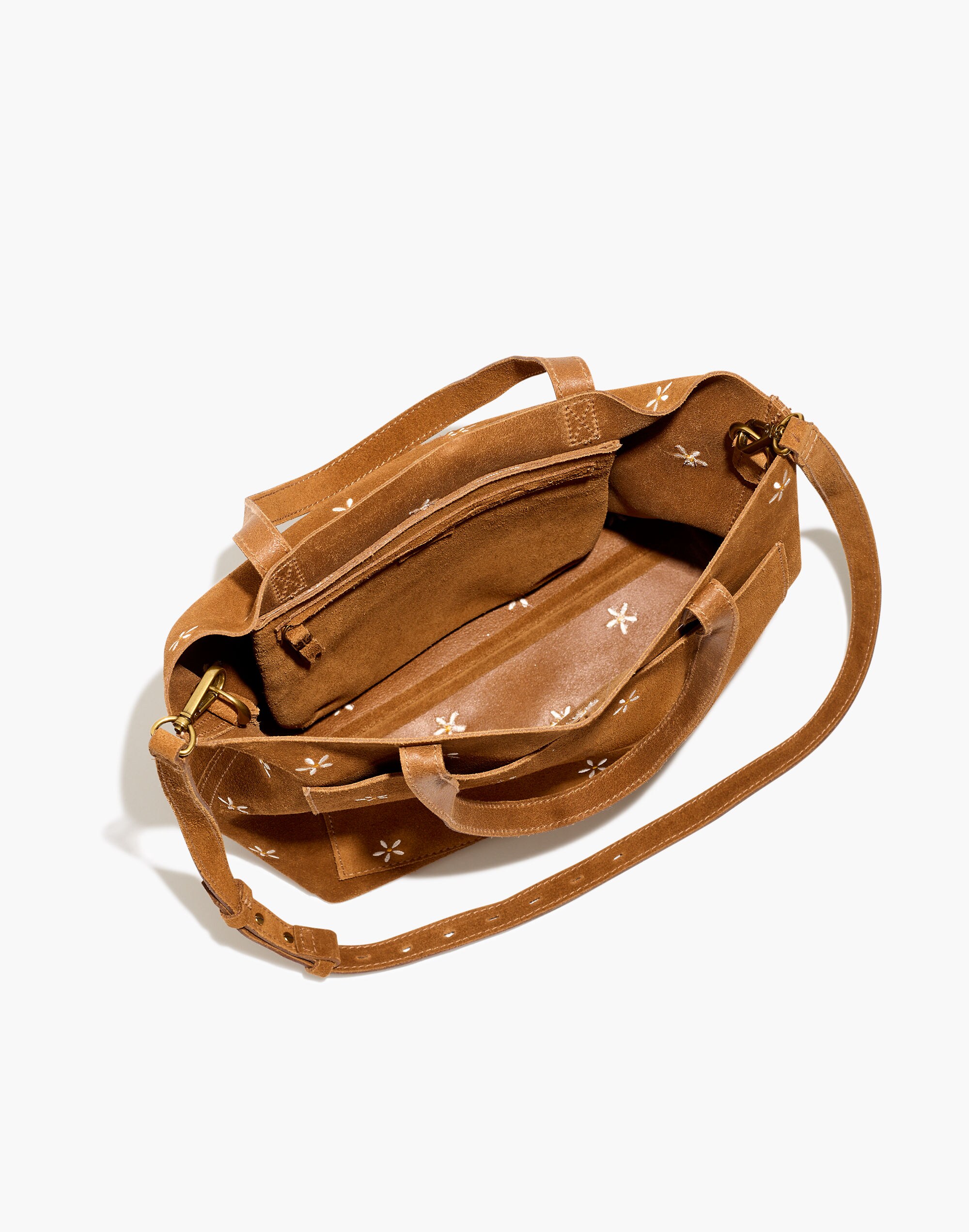 The Medium Transport Tote: Daisy Embroidered Suede Edition
