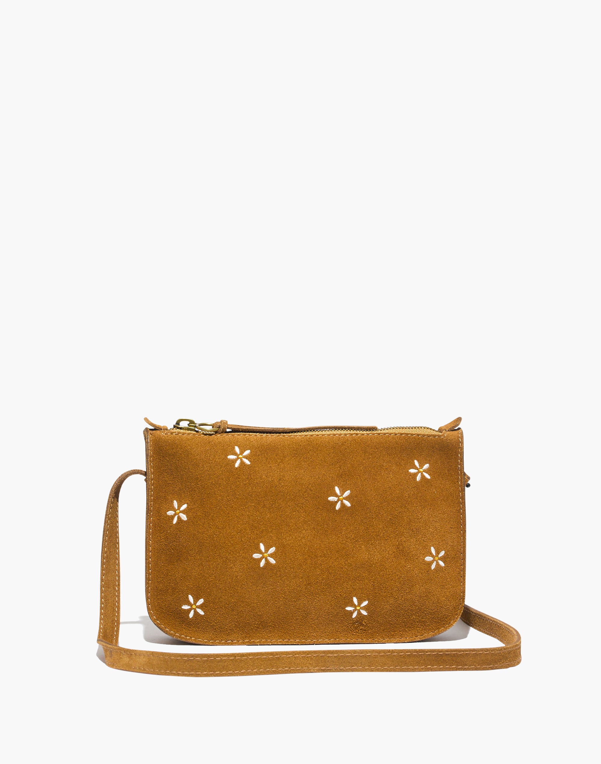The Simple Crossbody Bag: Daisy Embroidered Suede Edition