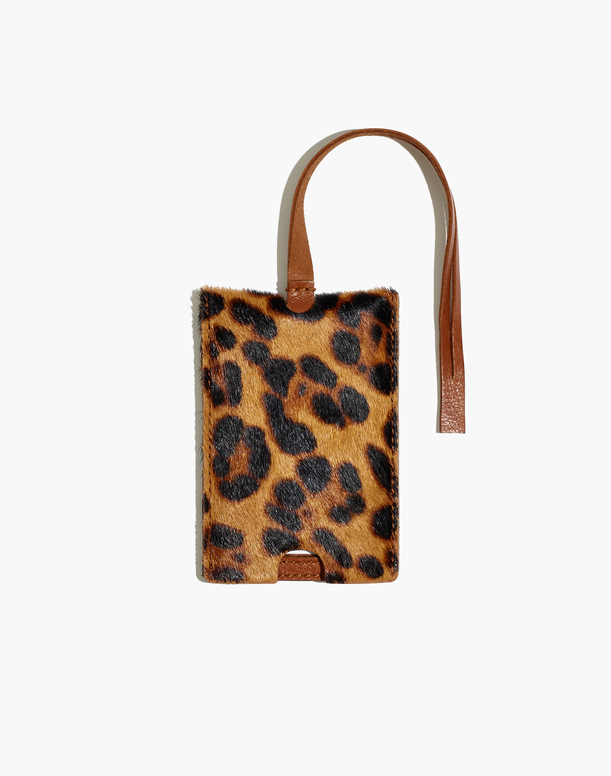 The Leather Luggage Tag in Leopard Calf Hair