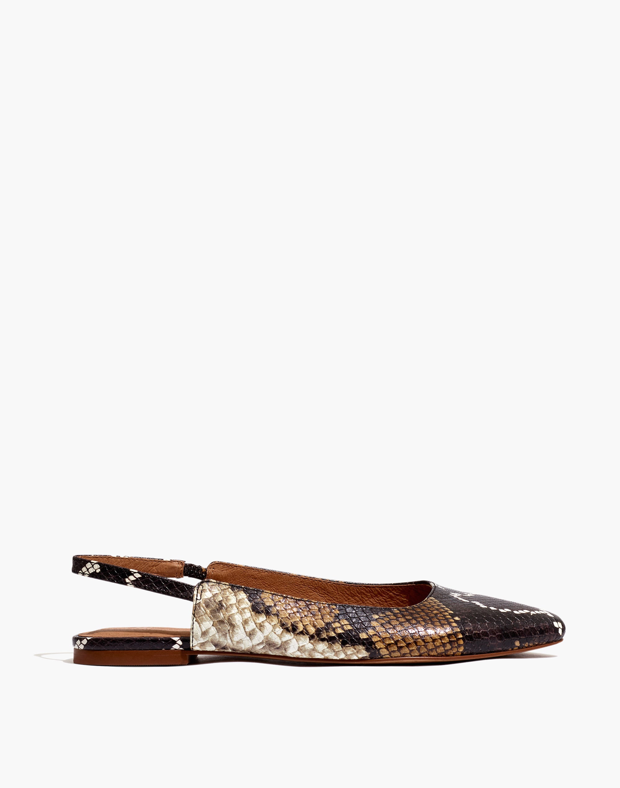 The Margot Slingback Flat in Snake Embossed Leather