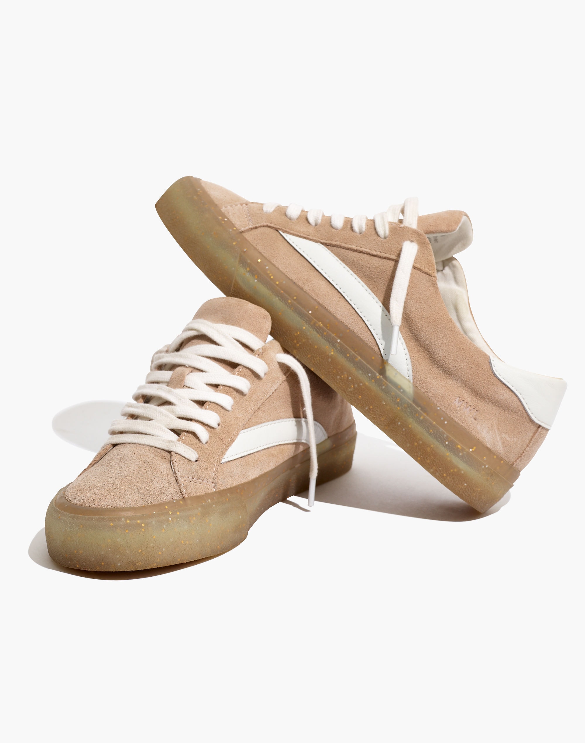 Sidewalk Low-Top Sneakers in Suede and Glitter