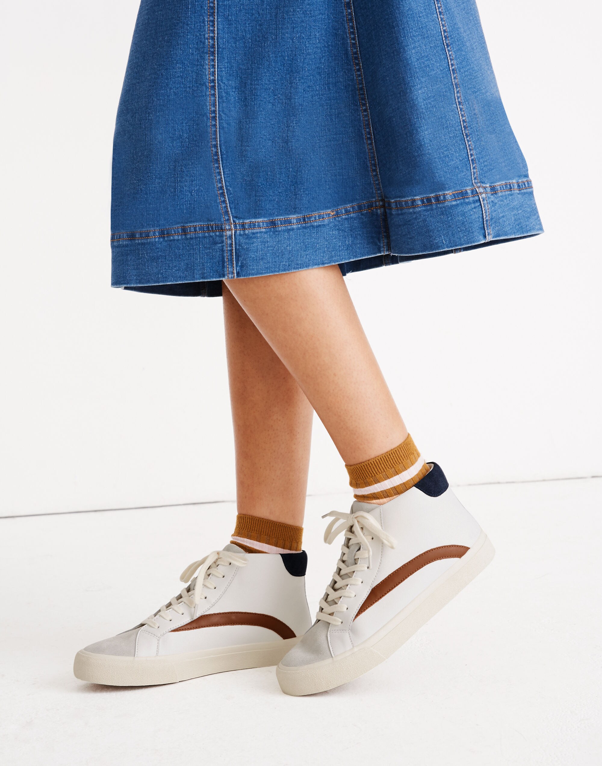 Sidewalk High-Top Sneakers in Colorblock Leather