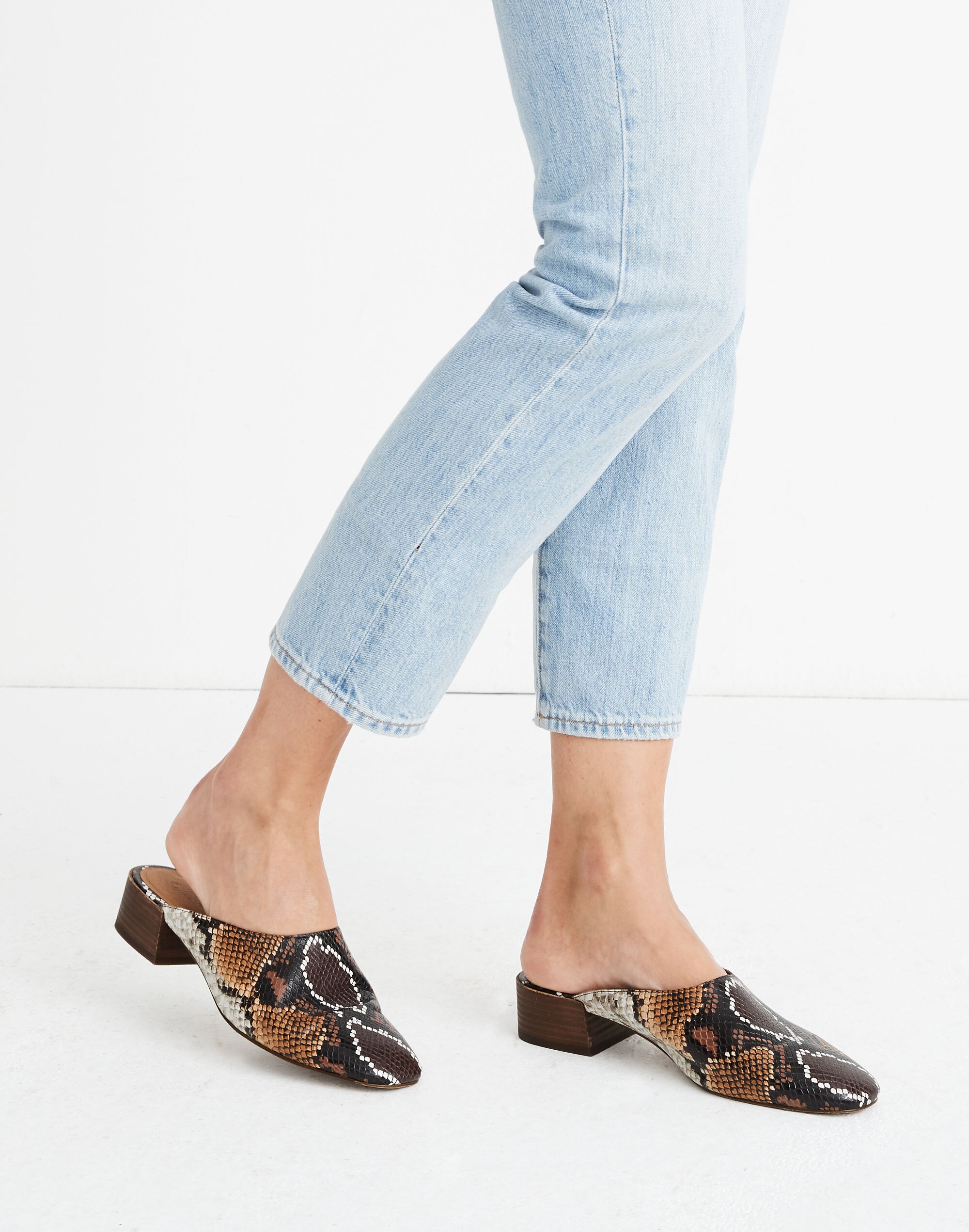 The Alicia Mule in Snake Embossed Leather