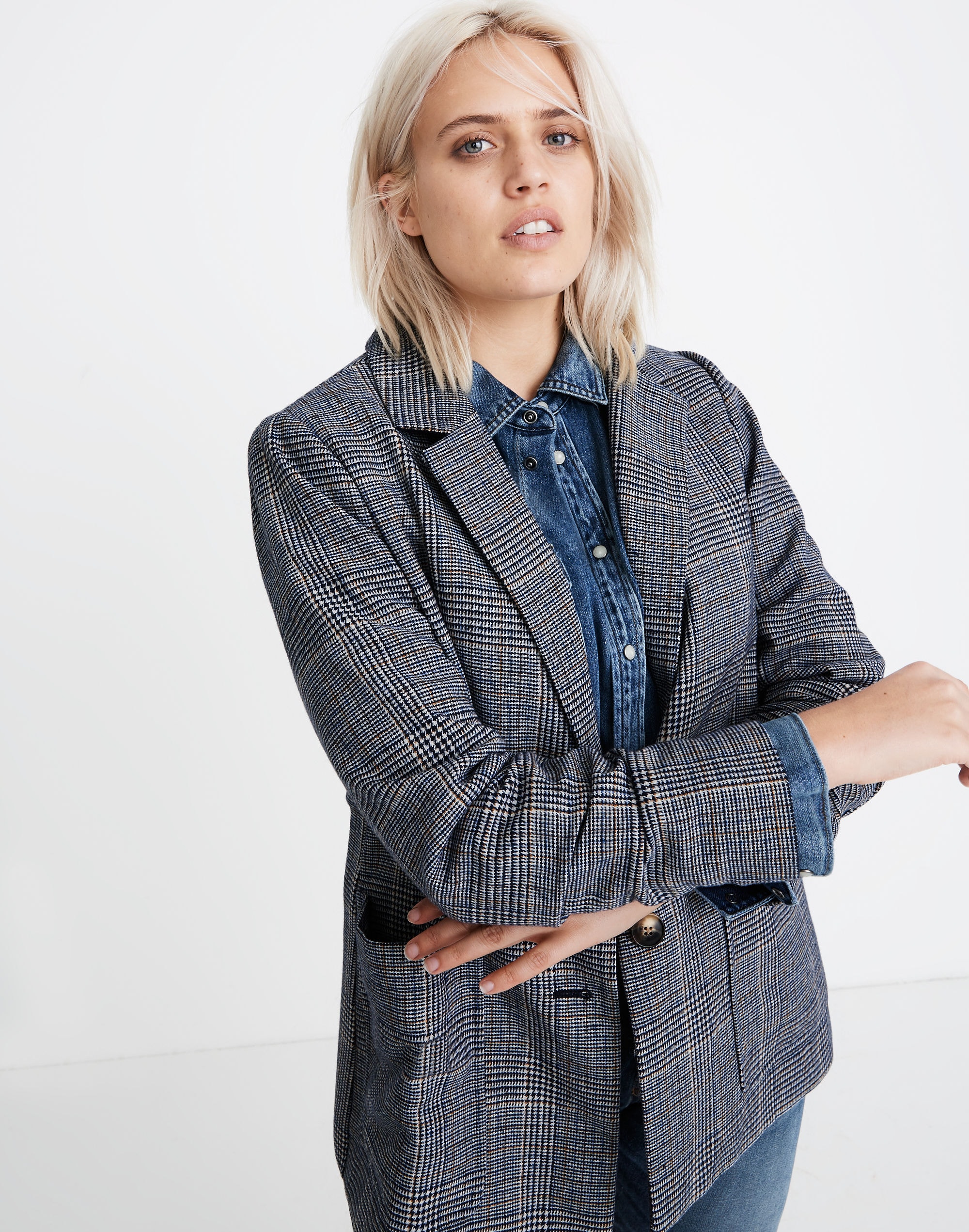 dorset blazer in navy glen plaid