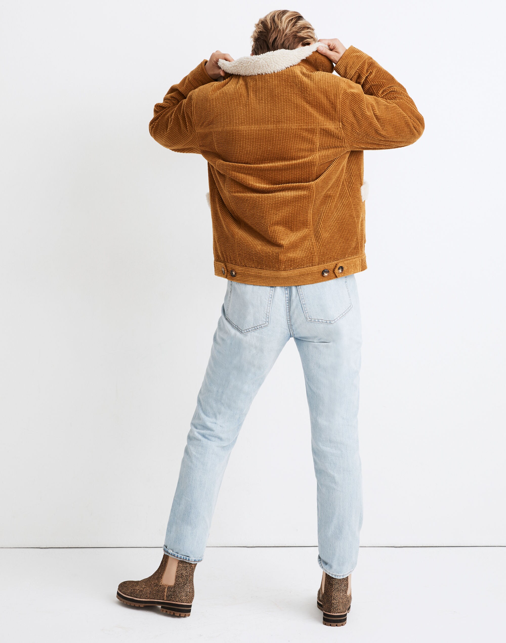 Sherpa-Lined Corduroy Swing Chore Coat