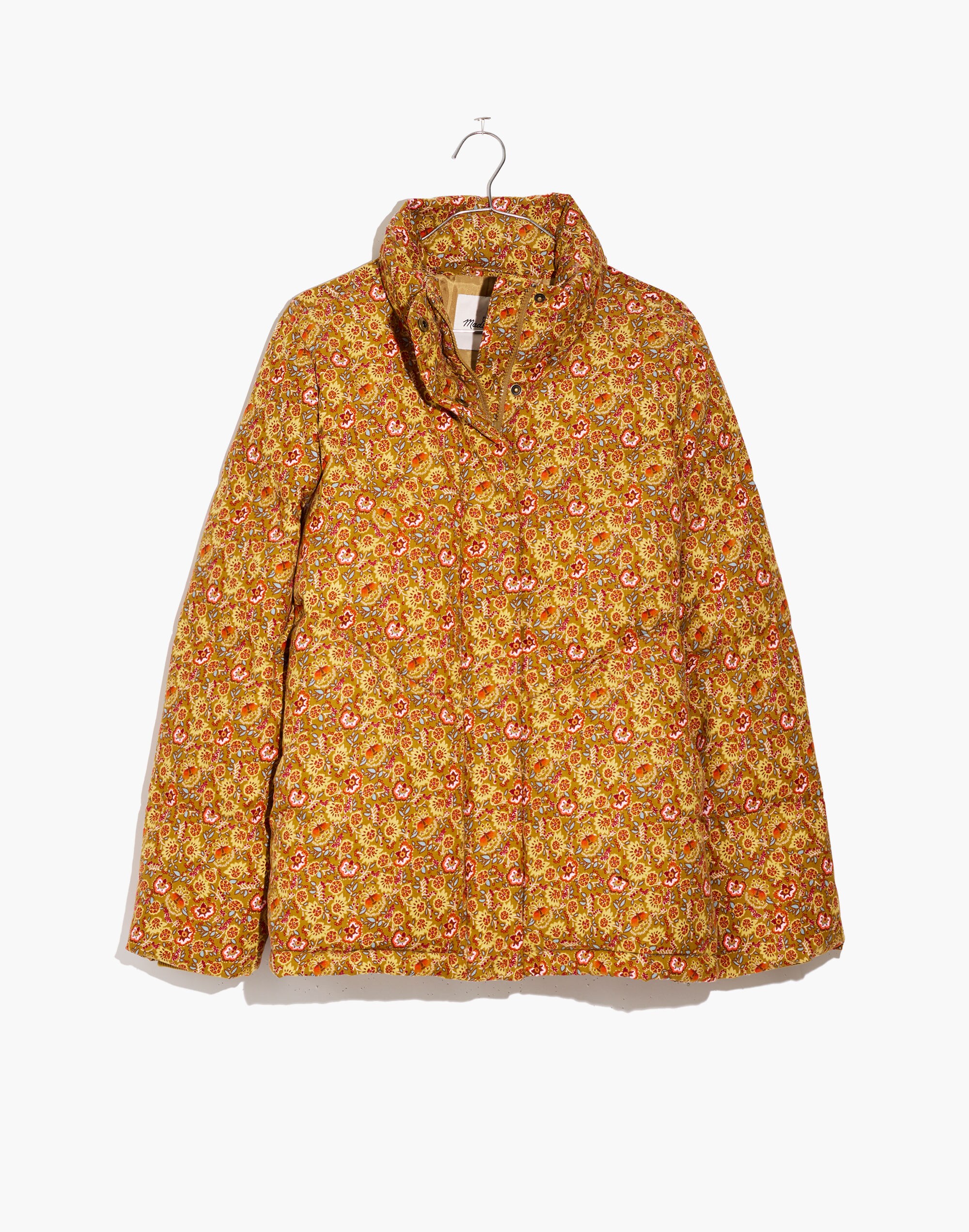 Corduroy Puffer Jacket in Mumbai Floral