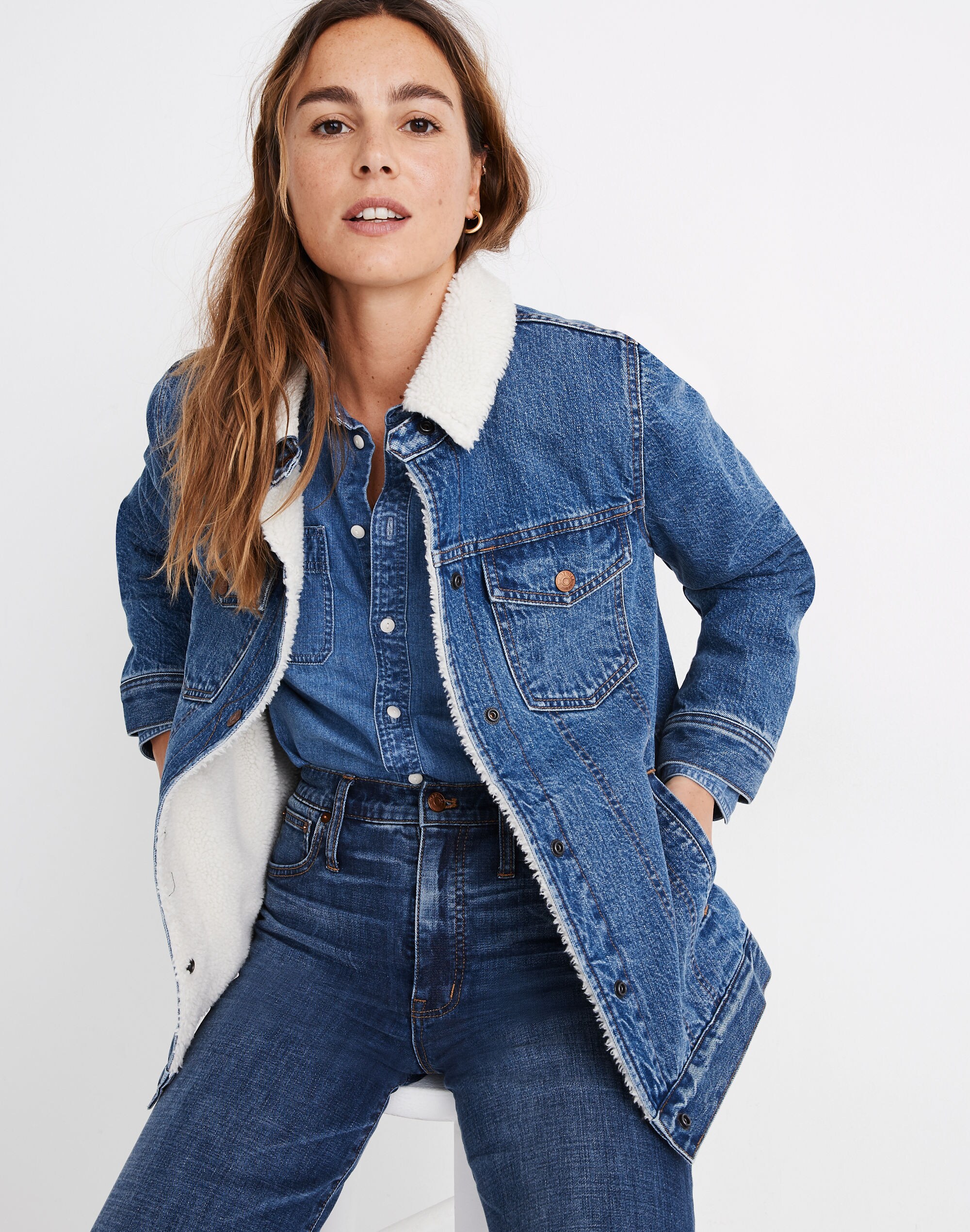 The Oversized Jean Jacket in Donaway Wash: Sherpa Edition