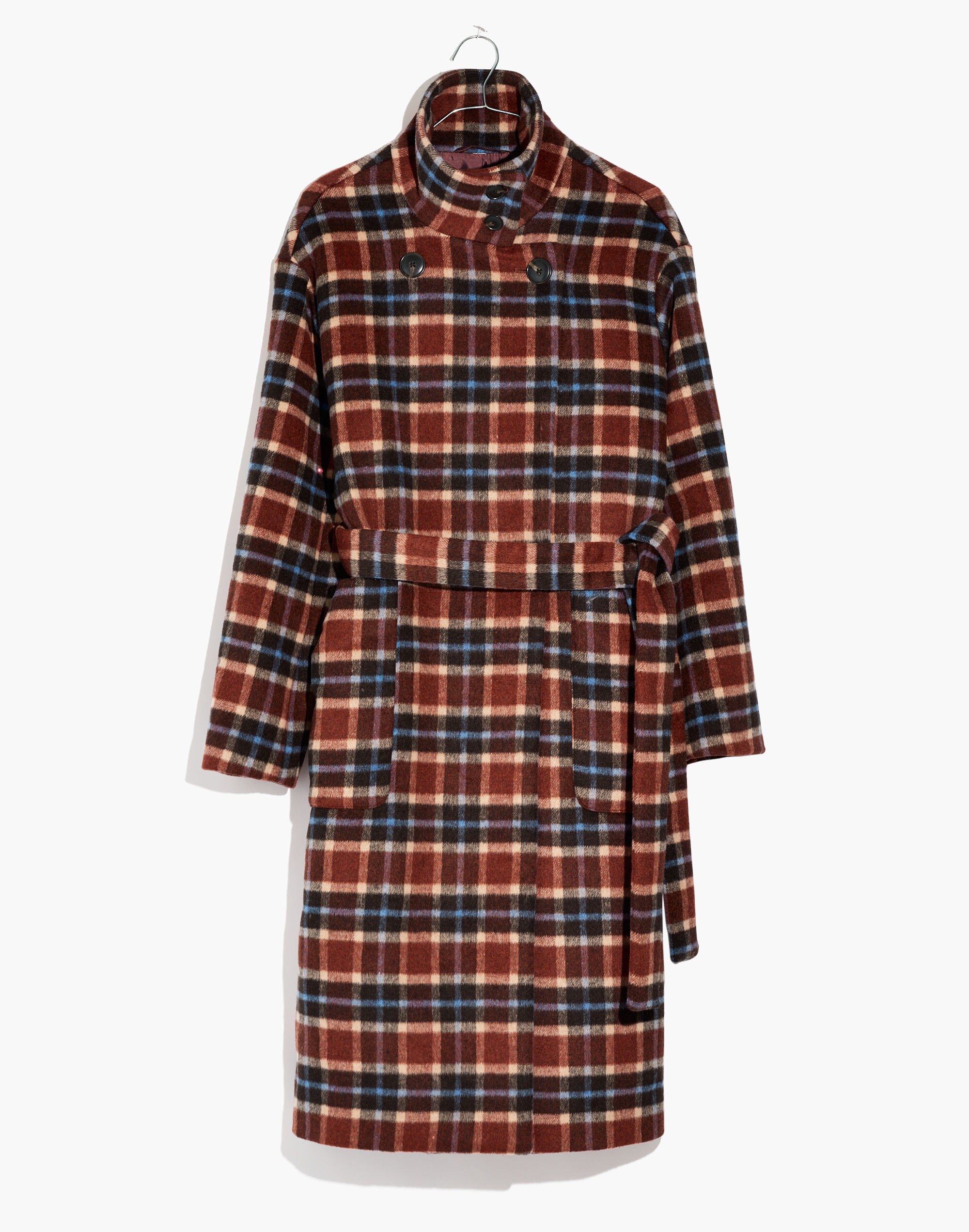 Plaid Long Belted Coat