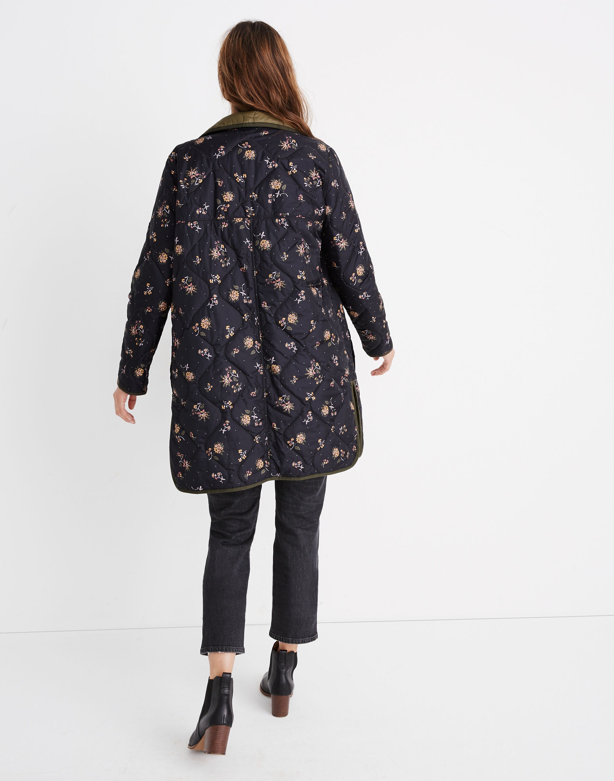 Reversible Quilted Liner Jacket in Forest Floral