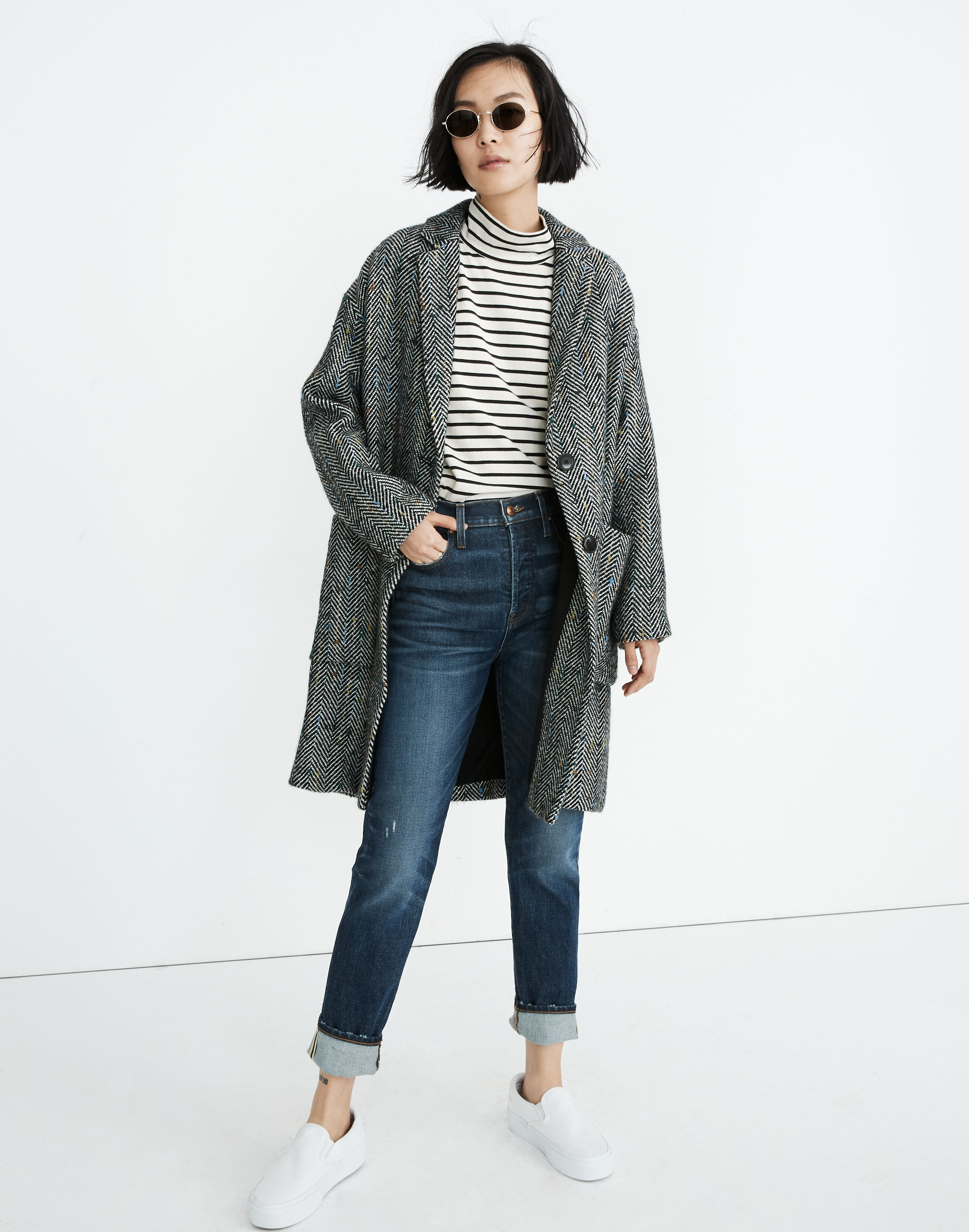 elmcourt coat in flecked herringbone