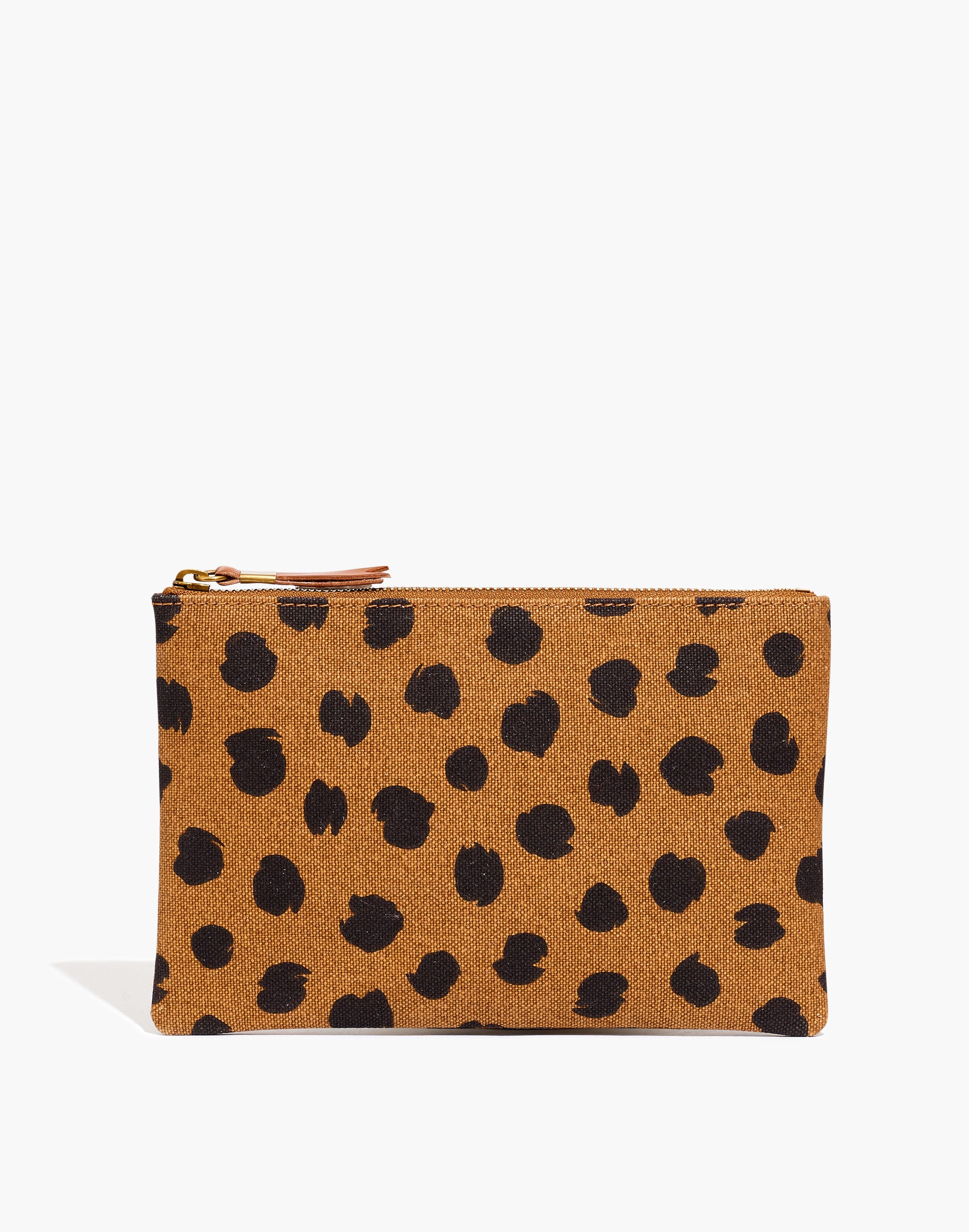 the canvas pouch clutch in painted spots