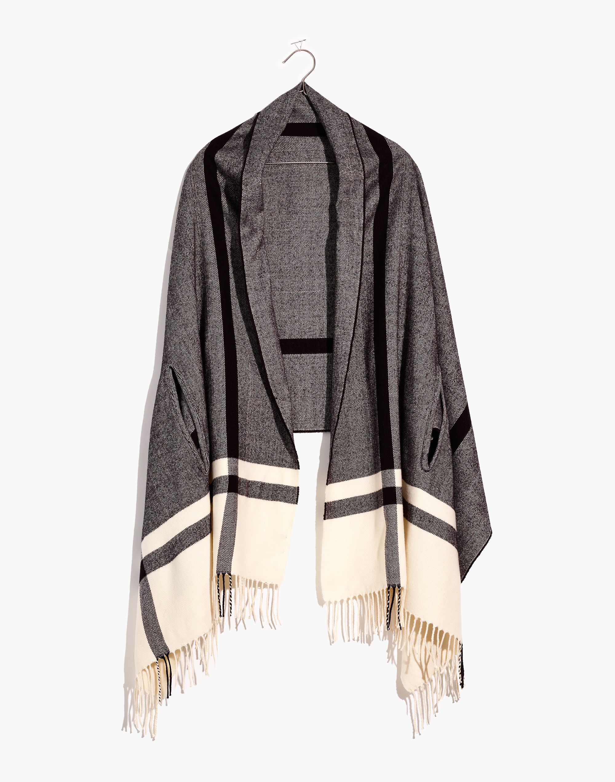 flecked herringbone cape scarf