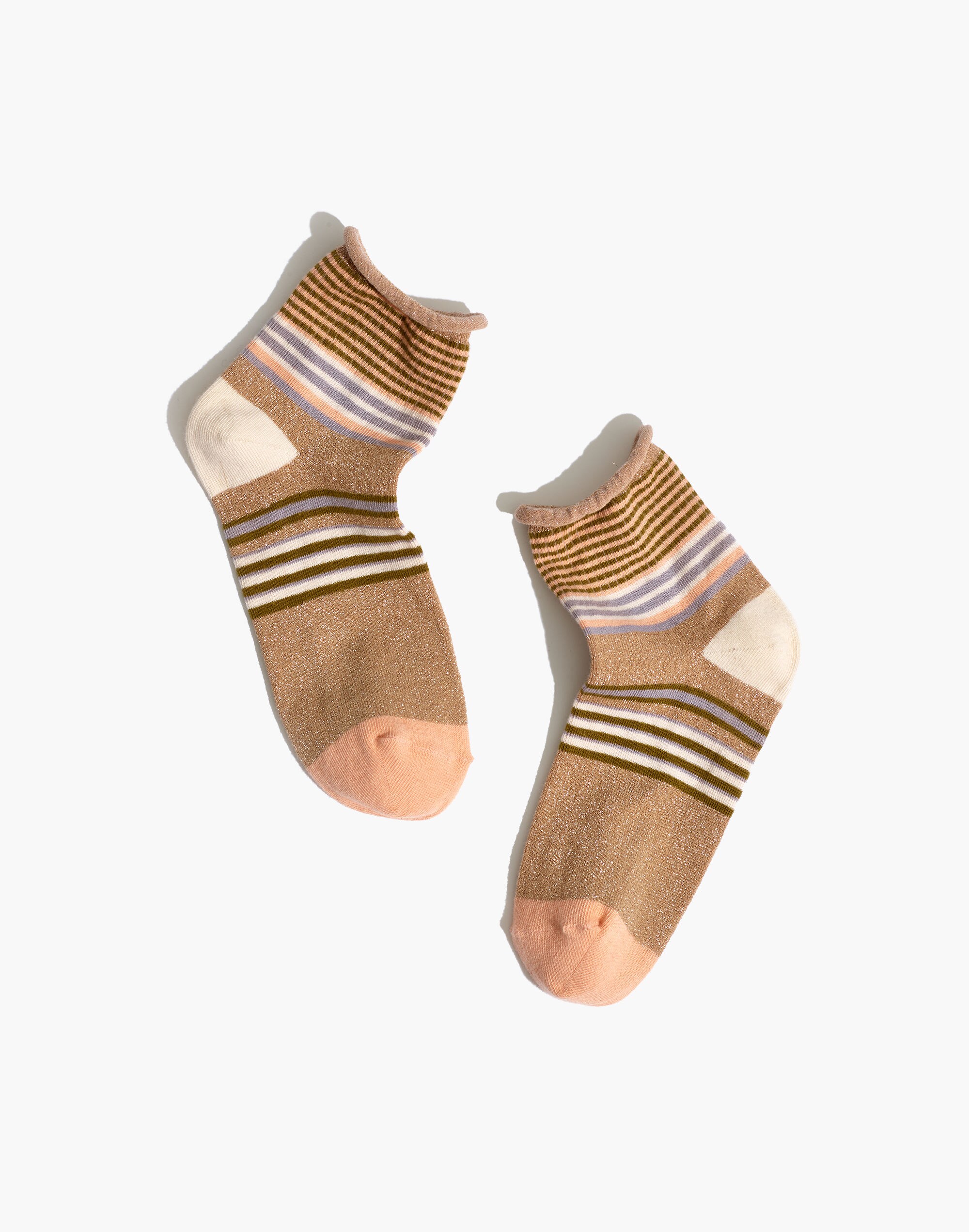 Placed Sparkle Stripe Ankle Socks