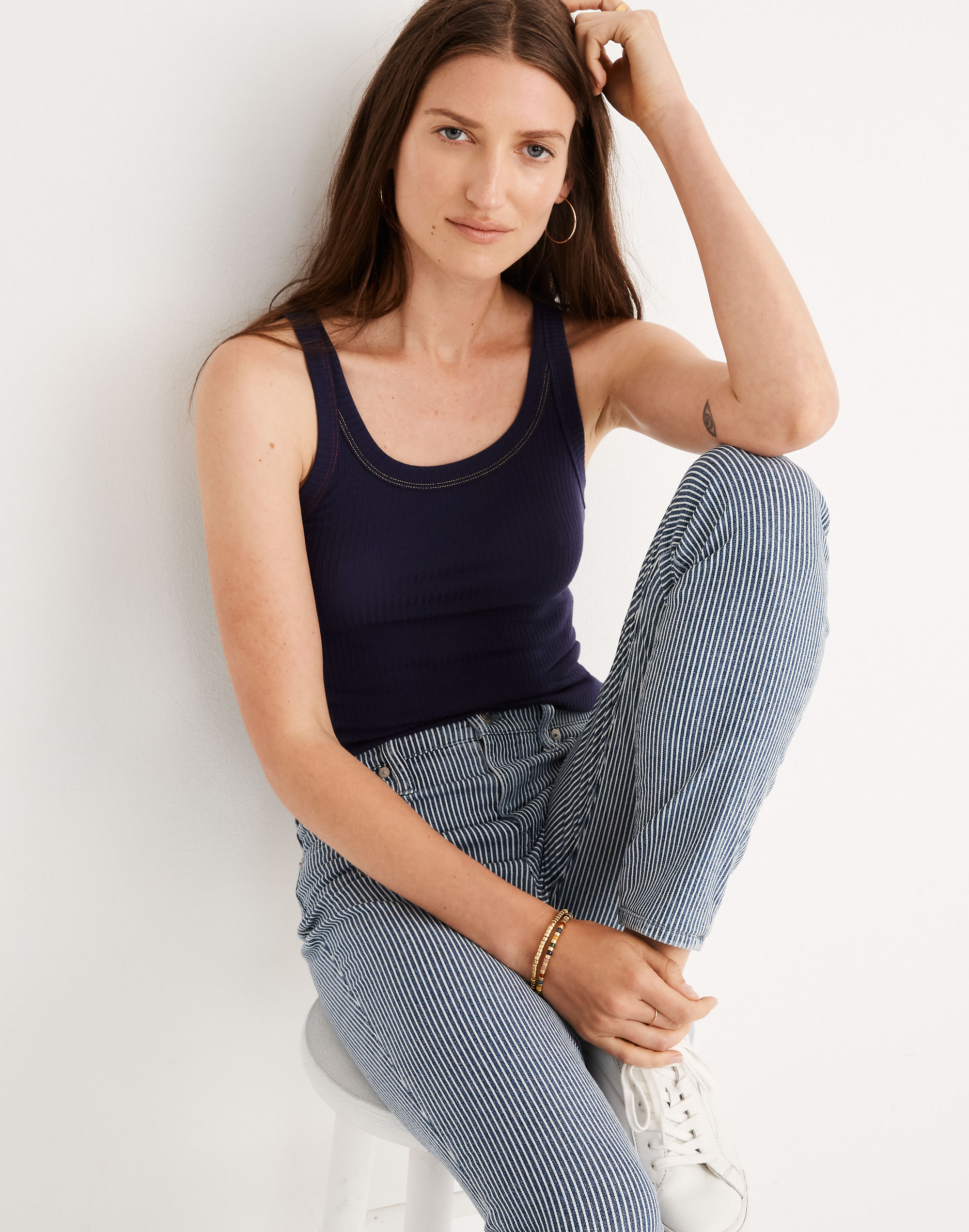 9" Mid-Rise Skinny Jeans in Piper Stripe