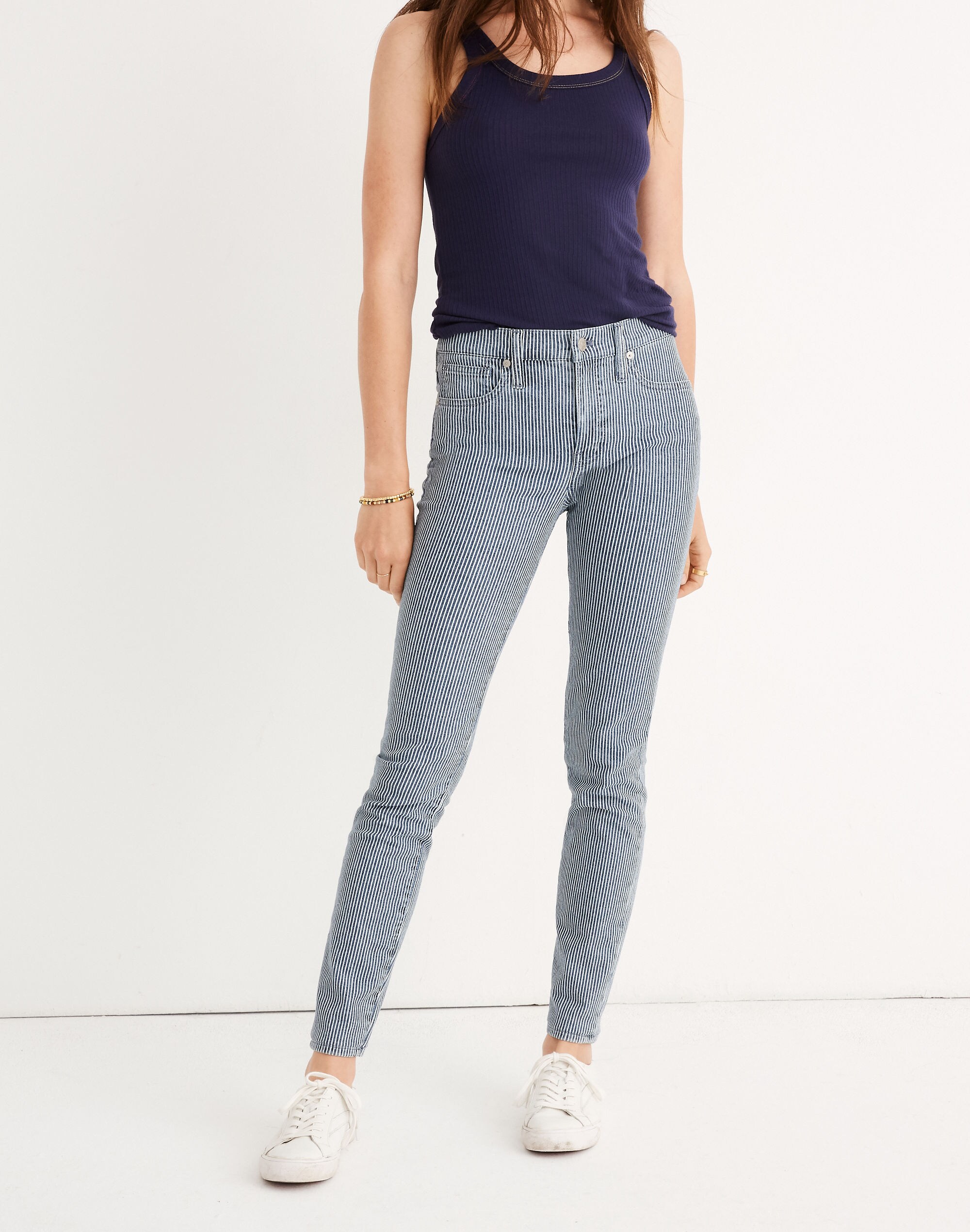 9" Mid-Rise Skinny Jeans in Piper Stripe