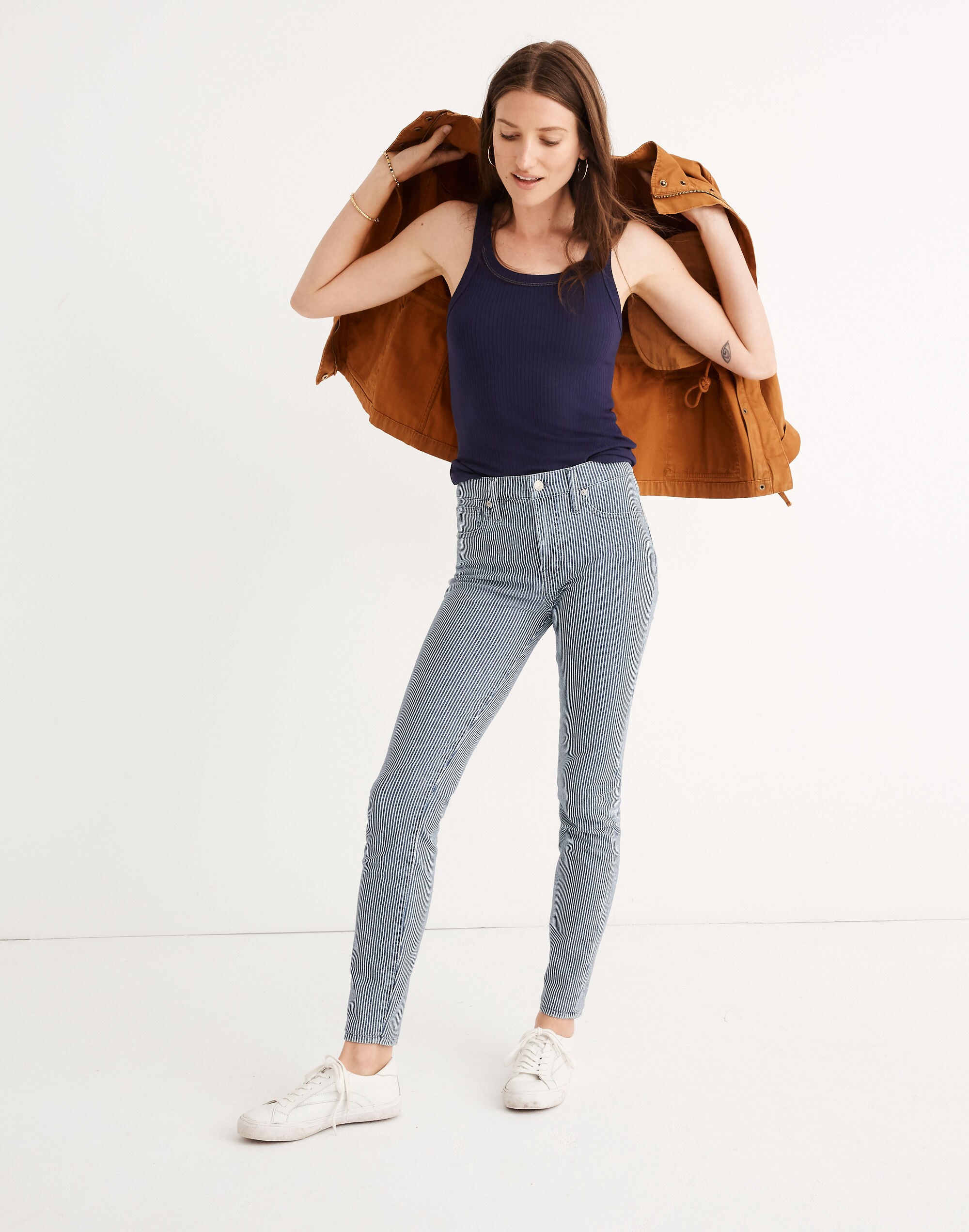 9" Mid-Rise Skinny Jeans in Piper Stripe