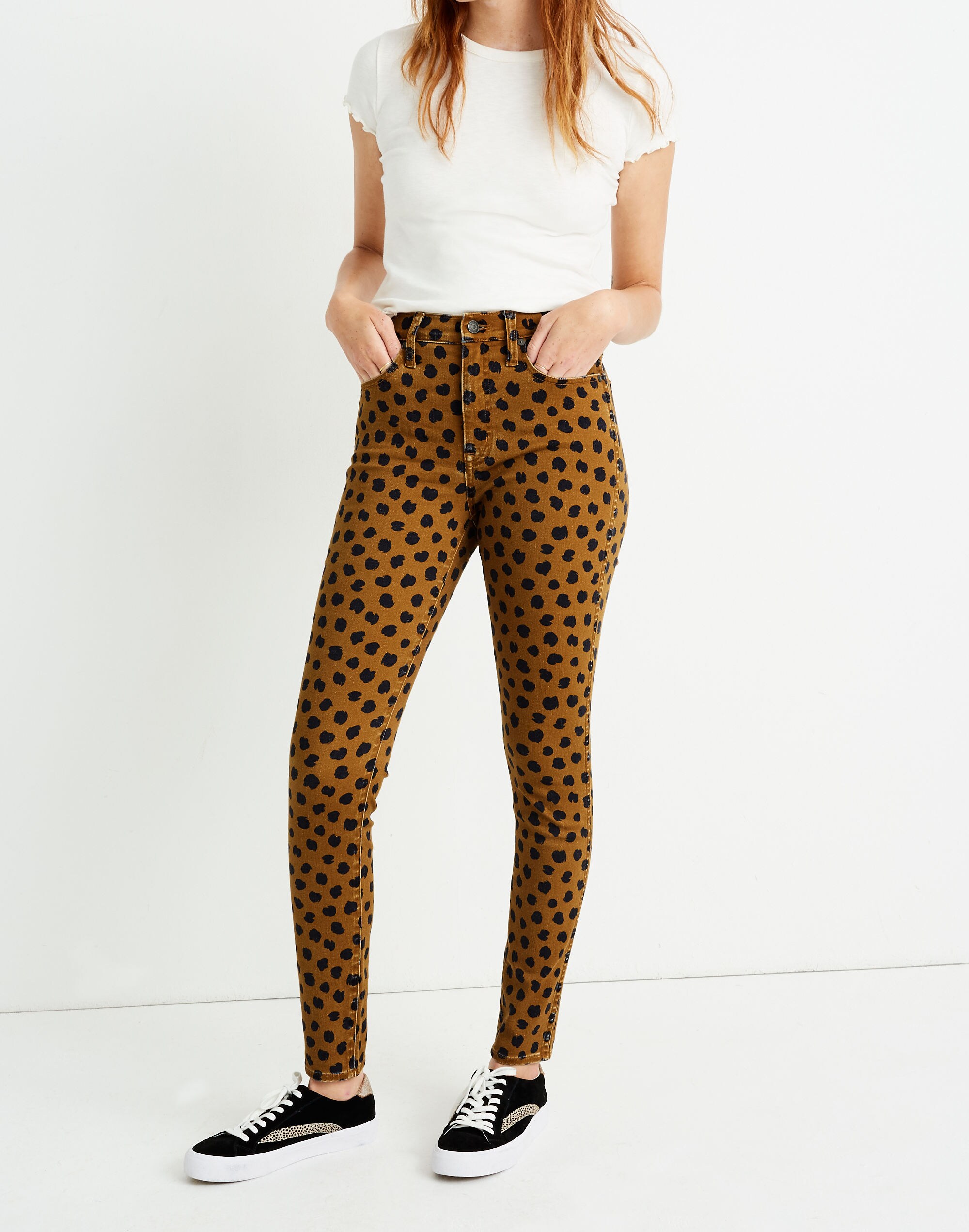 10" Mid-Rise Skinny Jeans in Painted Spots