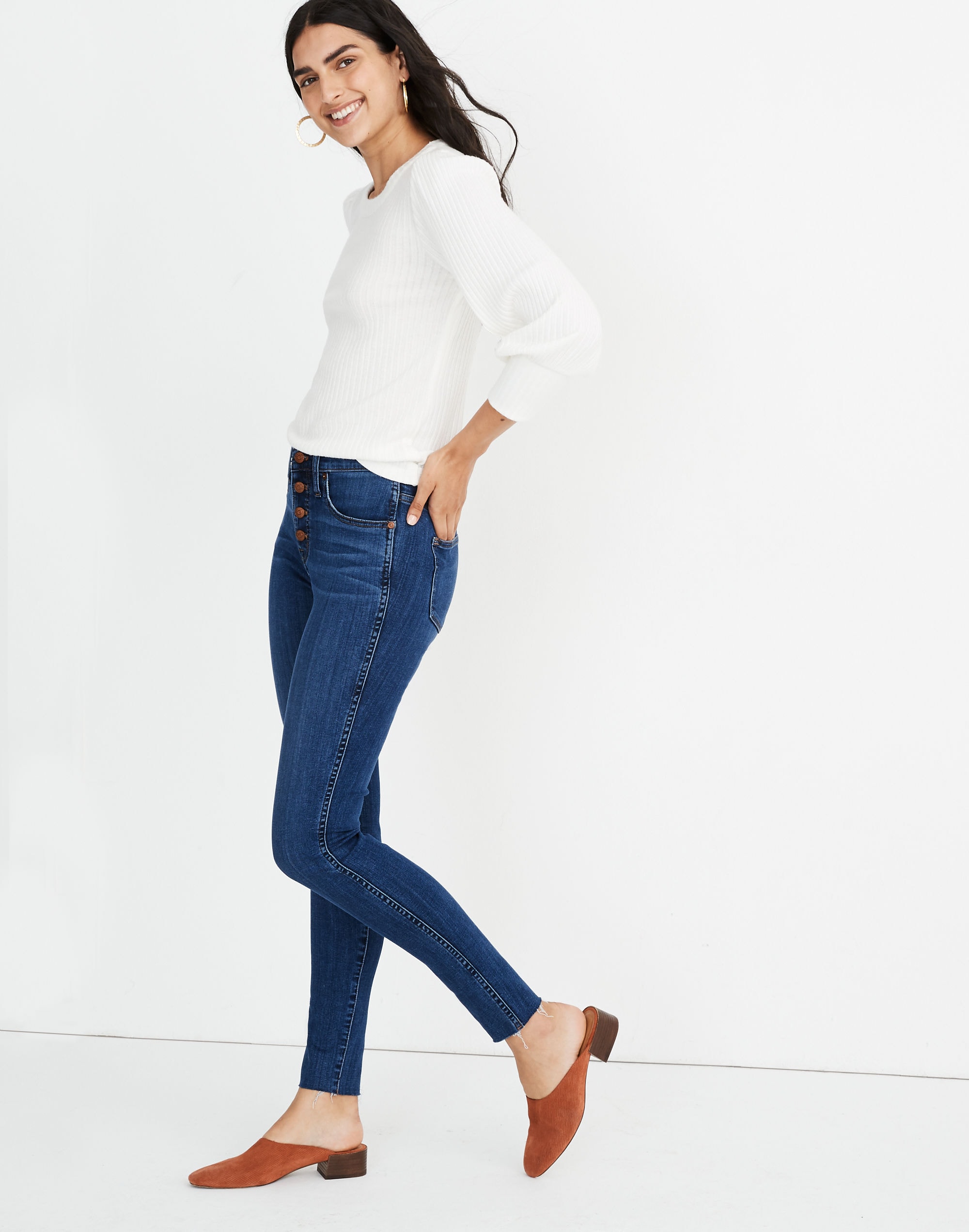 Petite 10" High-Rise Skinny Jeans in Brinville Wash: Button-Front Tencel&trade; Edition