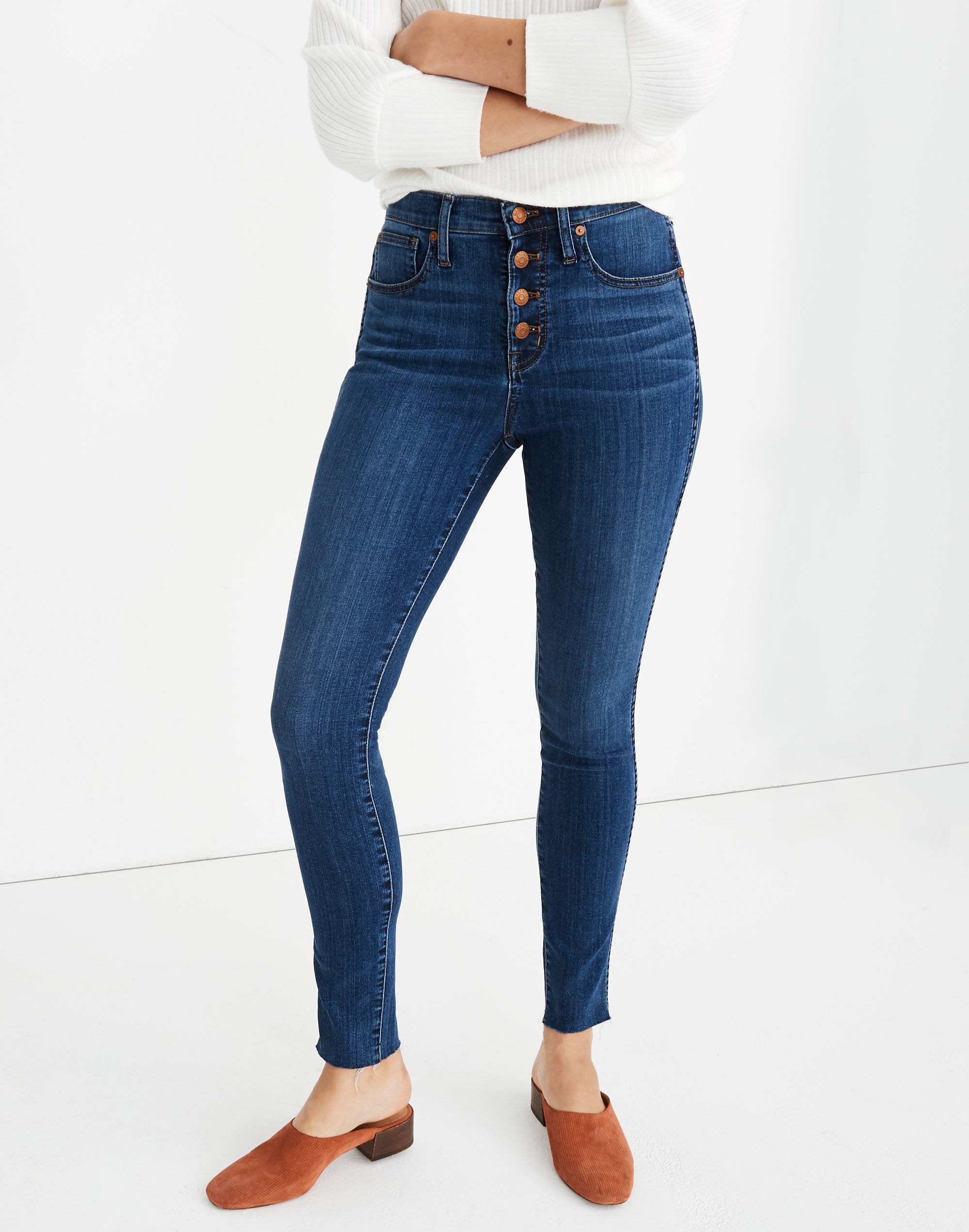 Petite 10" High-Rise Skinny Jeans in Brinville Wash: Button-Front Tencel&trade; Edition