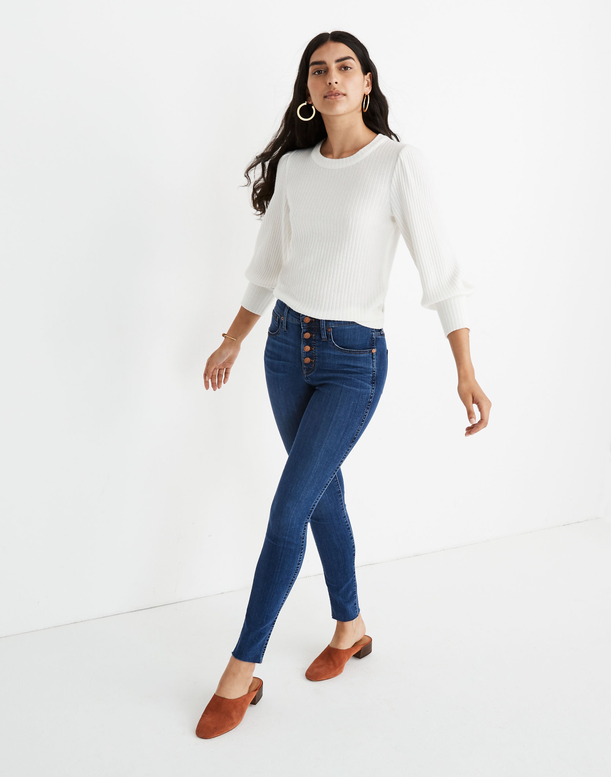 10" High-Rise Skinny Jeans in Brinville Wash: Button-Front TENCEL&trade; Denim Edition