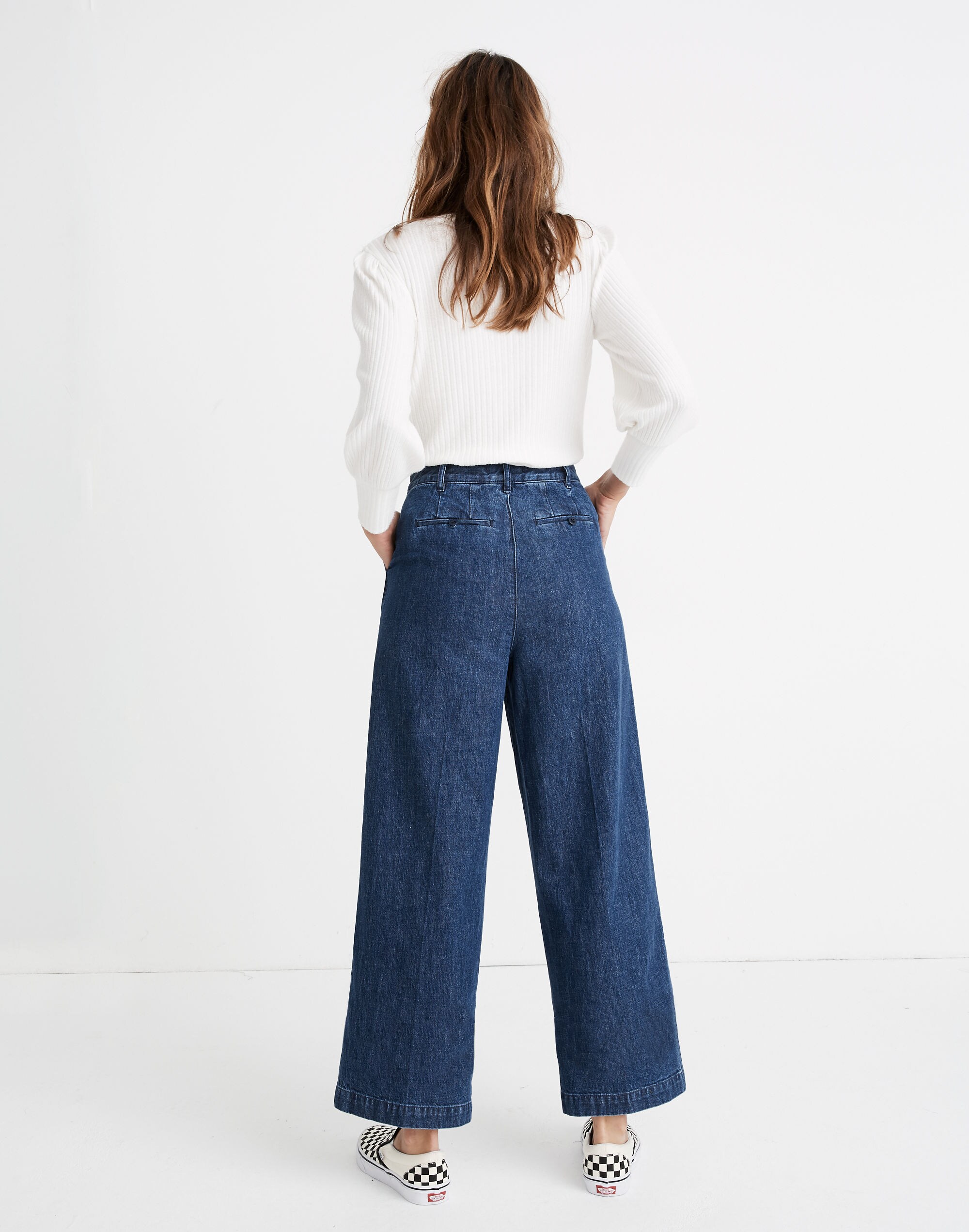 Pleated Wide-Leg Jeans in Seabrook Wash