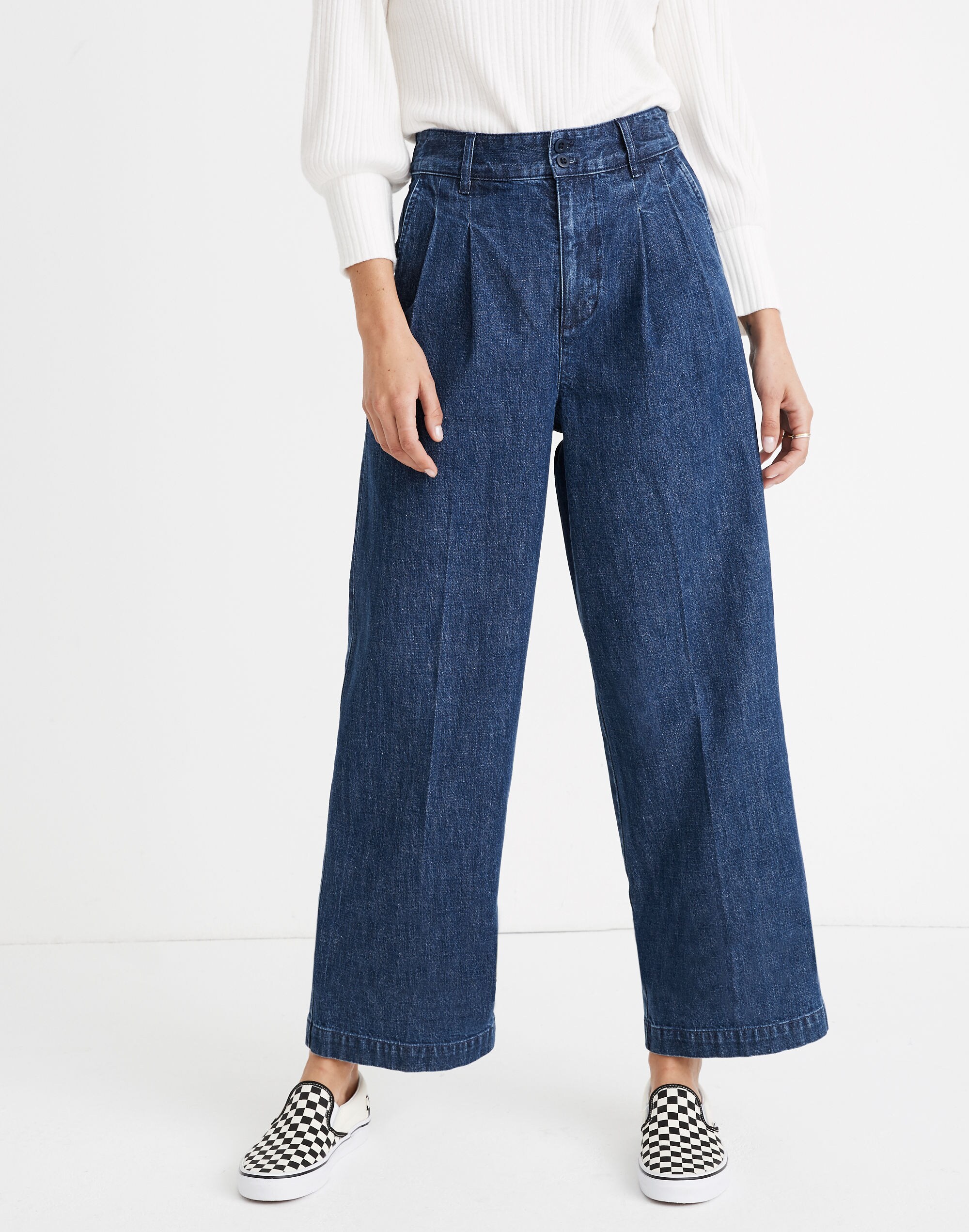 Pleated Wide-Leg Jeans in Seabrook Wash