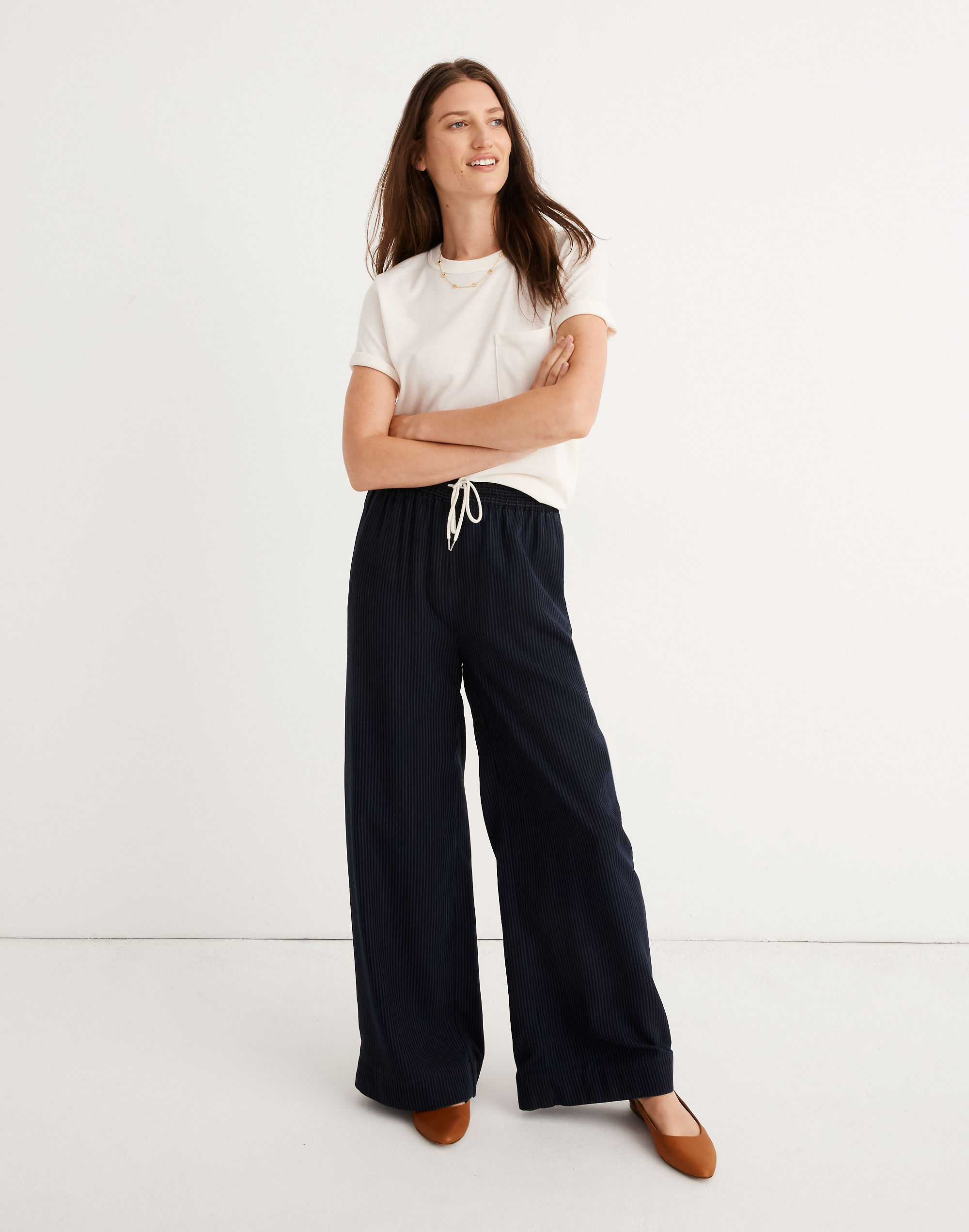 Indigo Pull-On Pants in Hattie Stripe