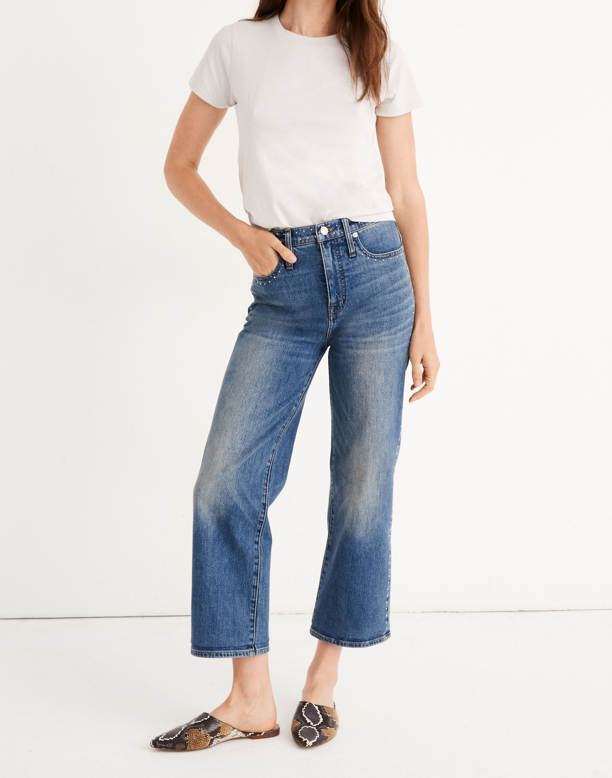 Slim Wide-Leg Jeans: Stud Edition