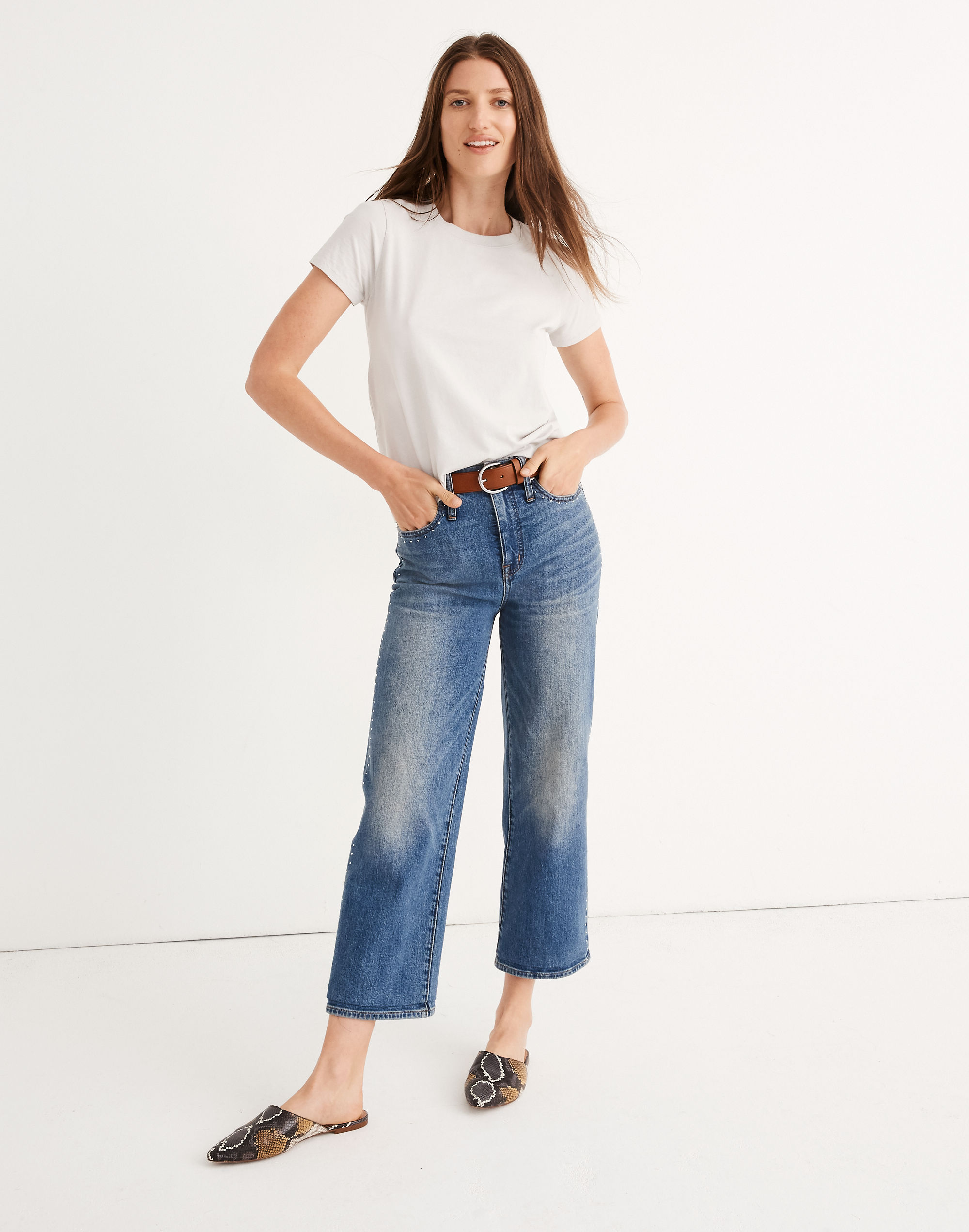 Slim Wide-Leg Jeans: Stud Edition
