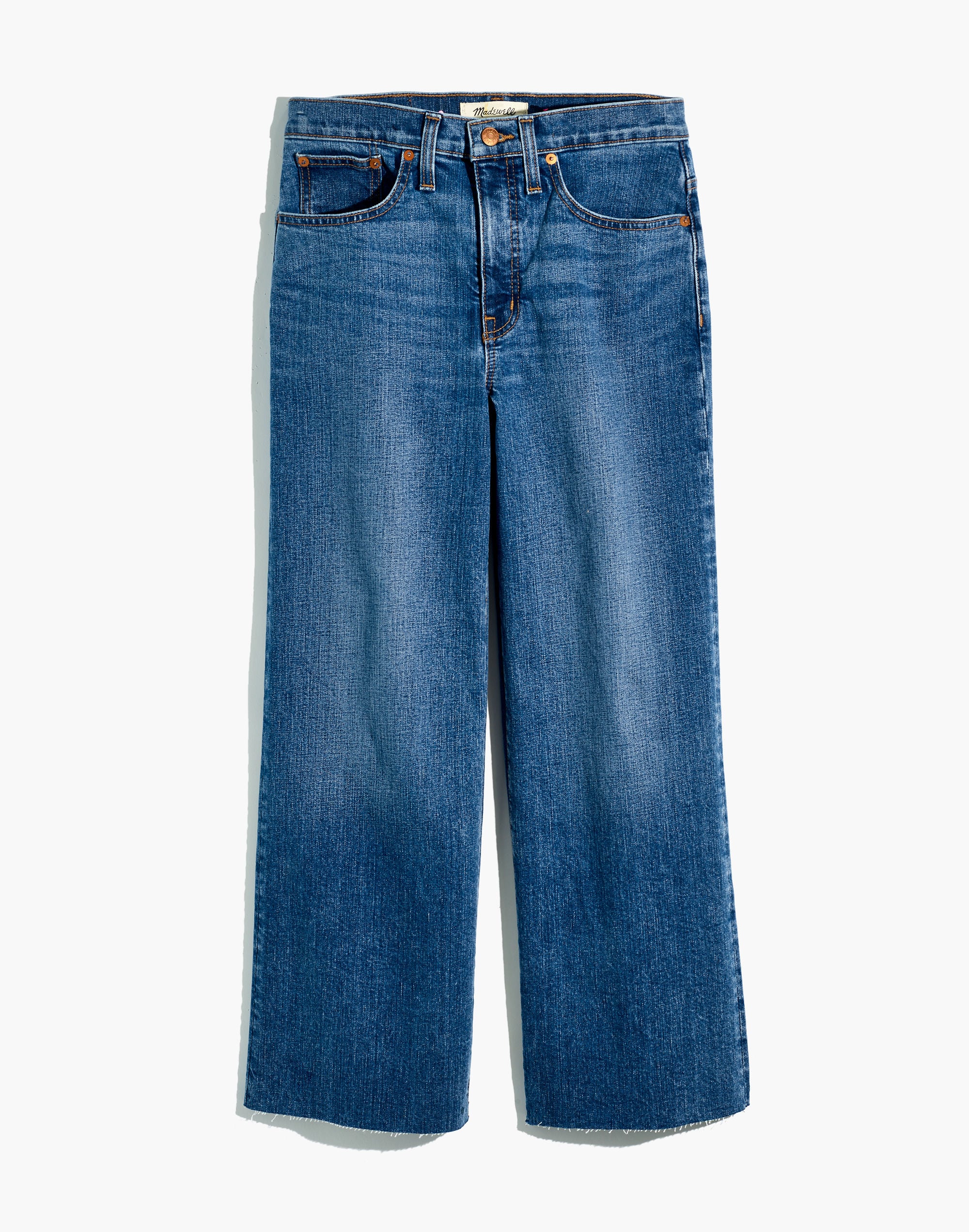 Petite Slim Wide-Leg Jeans in Crownridge Wash: Raw-Hem Edition