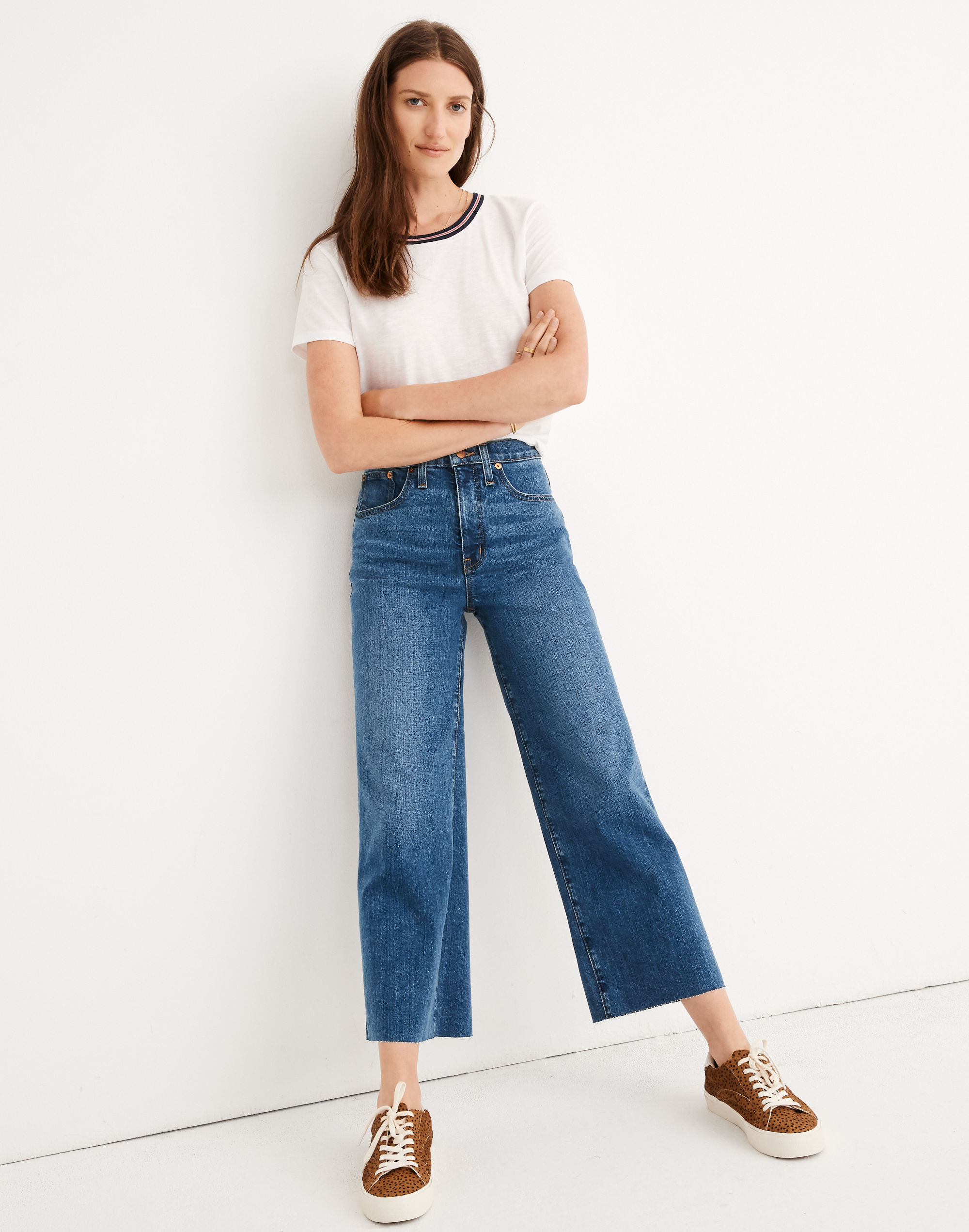 Slim Wide-Leg Jeans in Crownridge Wash: Raw-Hem Edition