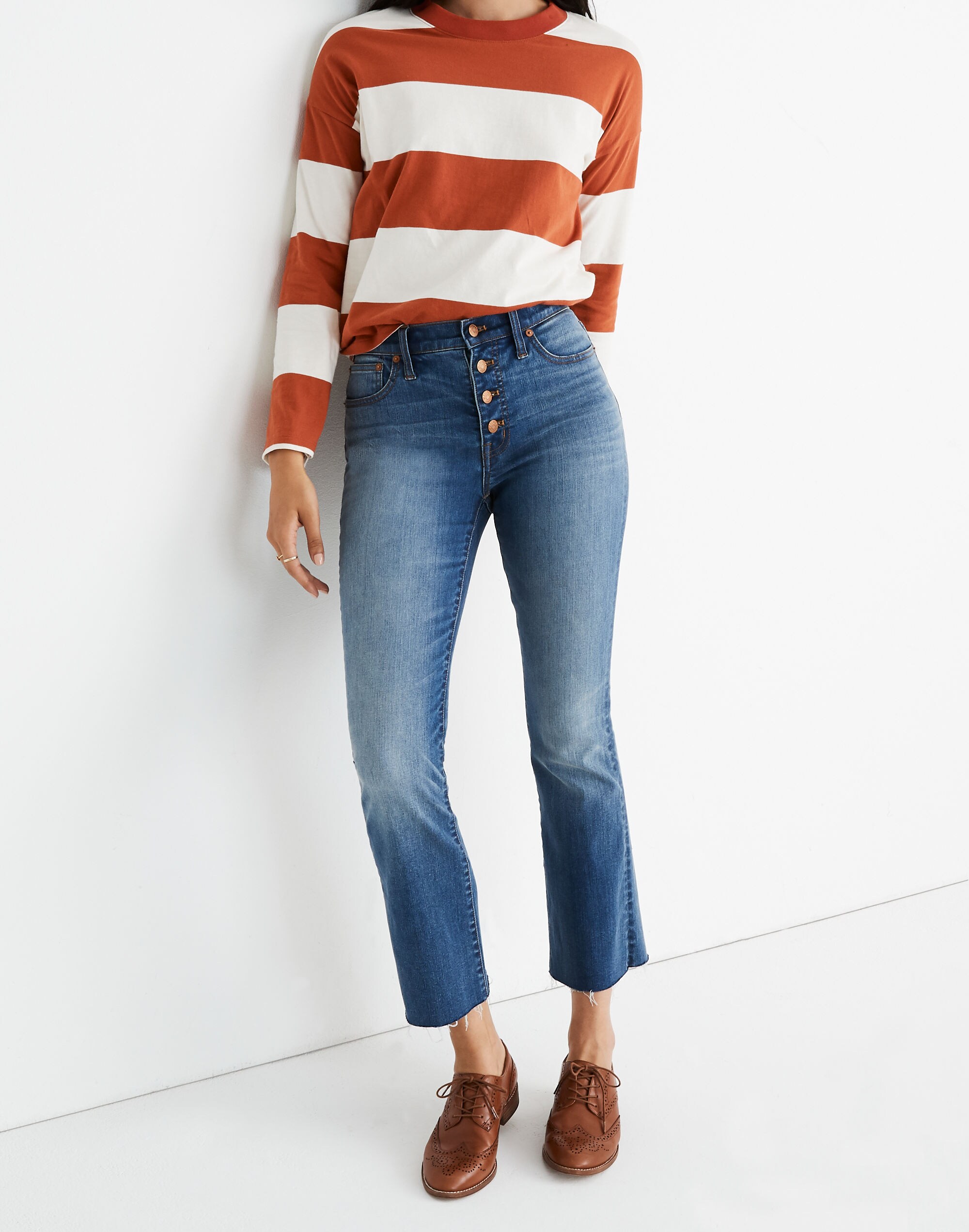 Cali Demi-Boot Jeans in Daly Wash: Button-Front Edition