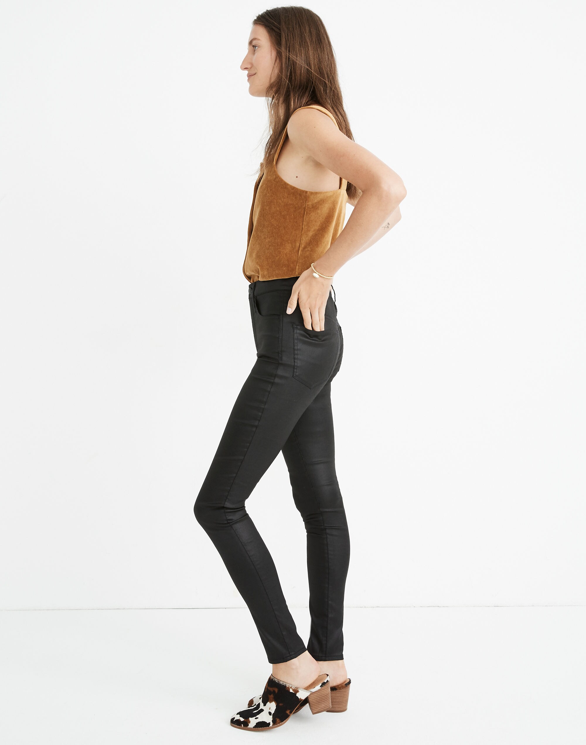 10" High-Rise Skinny Jeans: Coated Edition