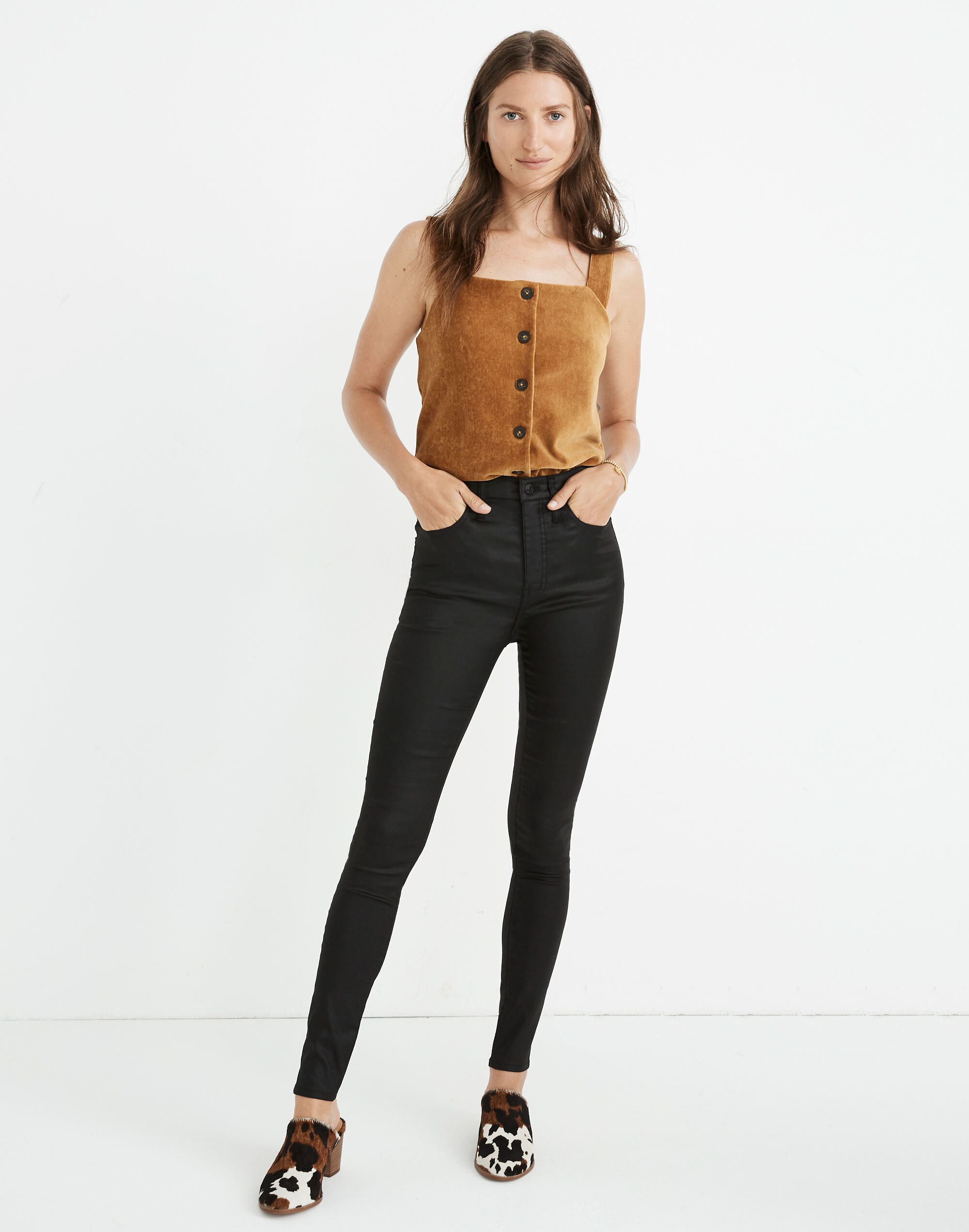 10" High-Rise Skinny Jeans: Coated Edition