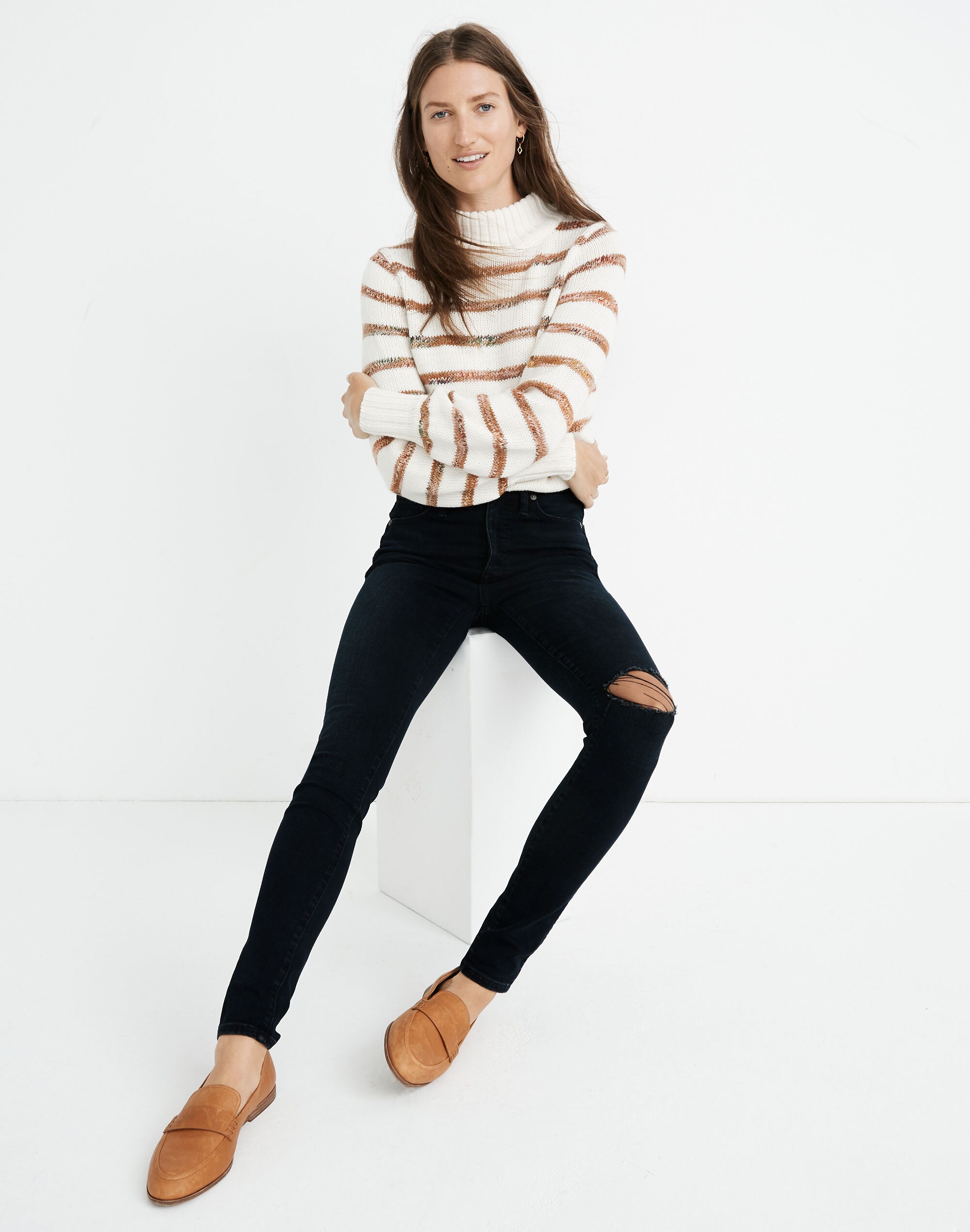 10" High-Rise Skinny Jeans in Macalester Wash: Knee-Rip Edition