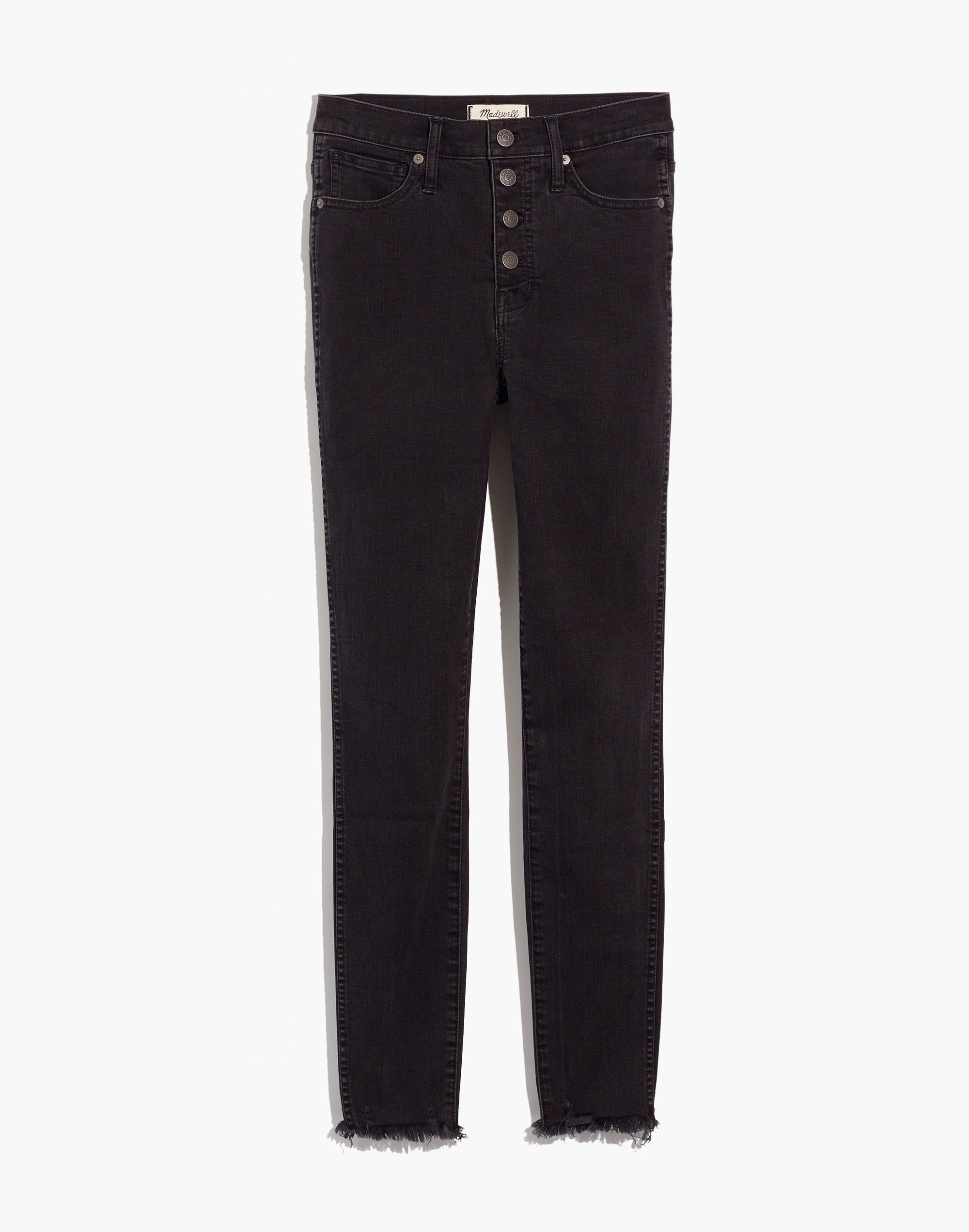 Petite 10" High-Rise Skinny Jeans in Berkeley Black: Button-Through Edition
