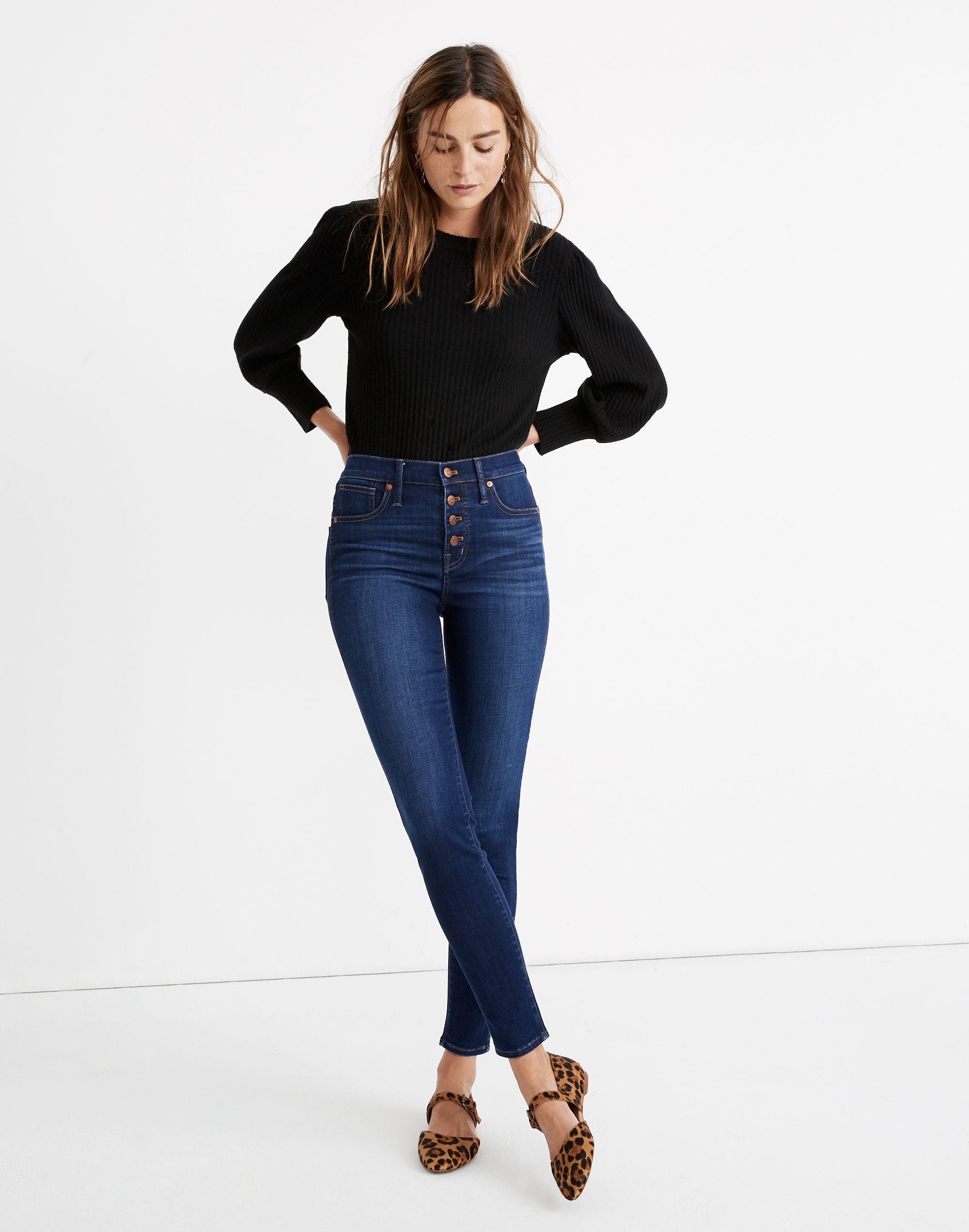 9" Mid-Rise Skinny Jeans in Julie Wash: Button-Front TENCEL&trade; Denim Edition
