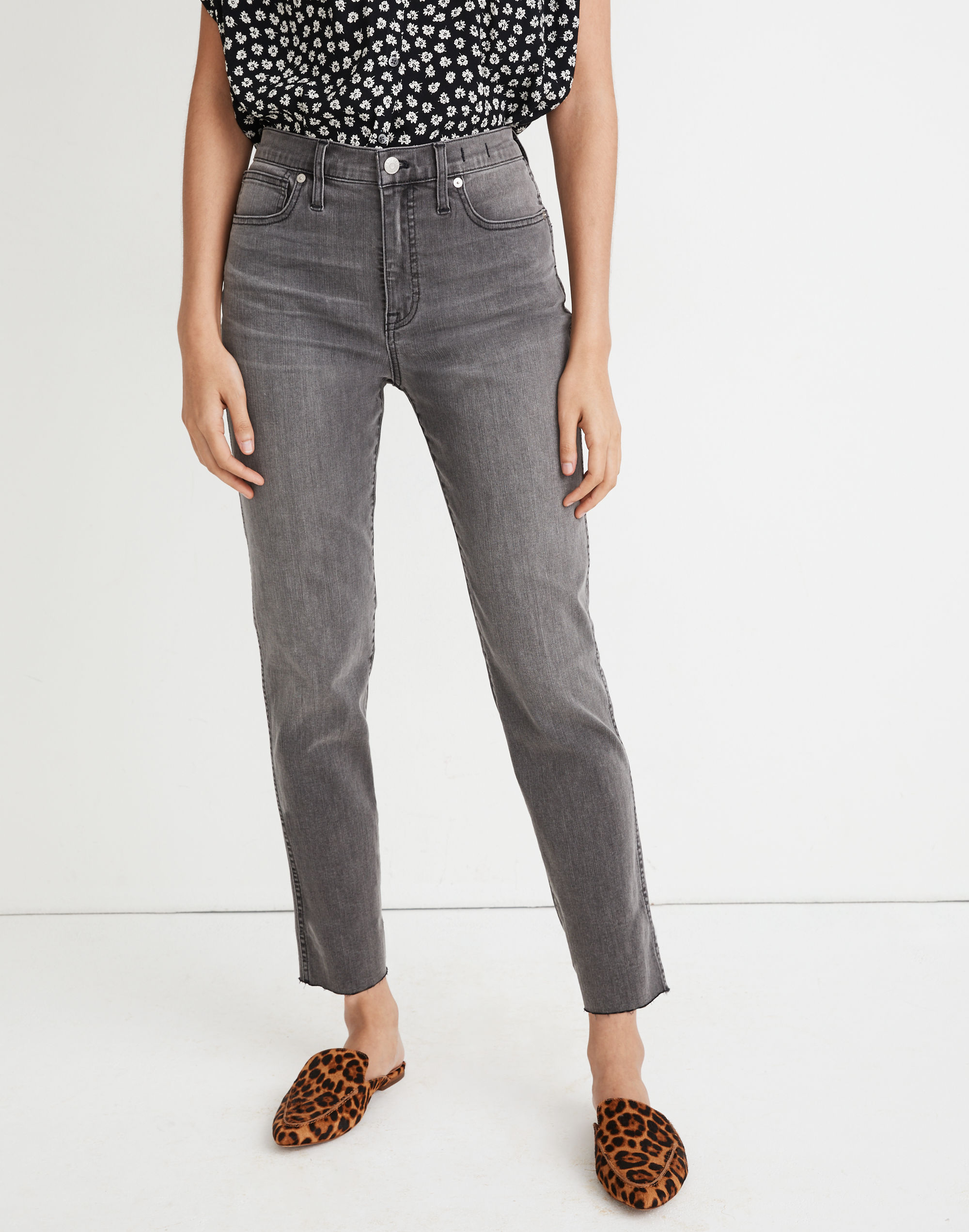 Stovepipe Jeans in Cement Wash: Raw-Hem Edition