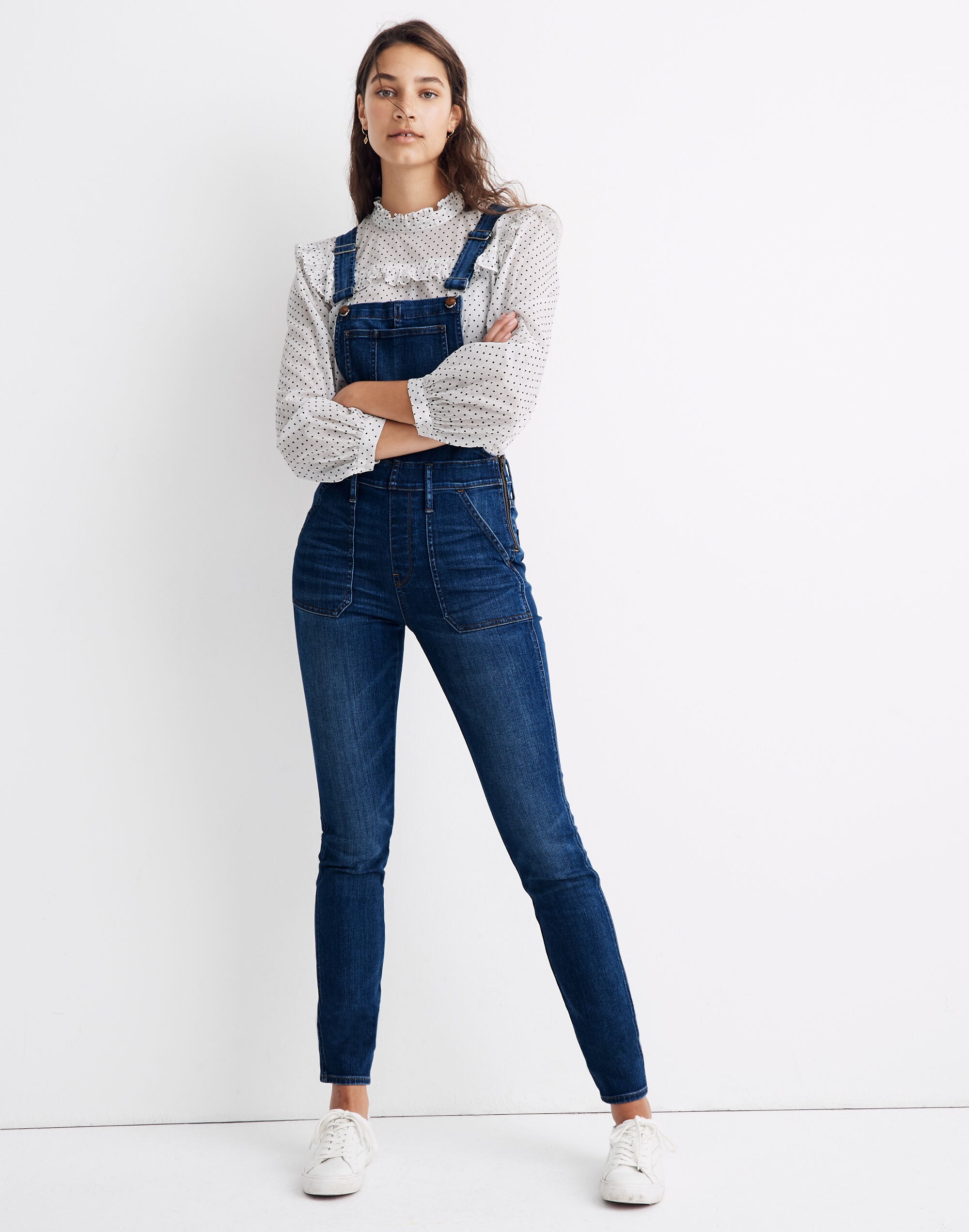 Petite Skinny Overalls in Groveland Wash