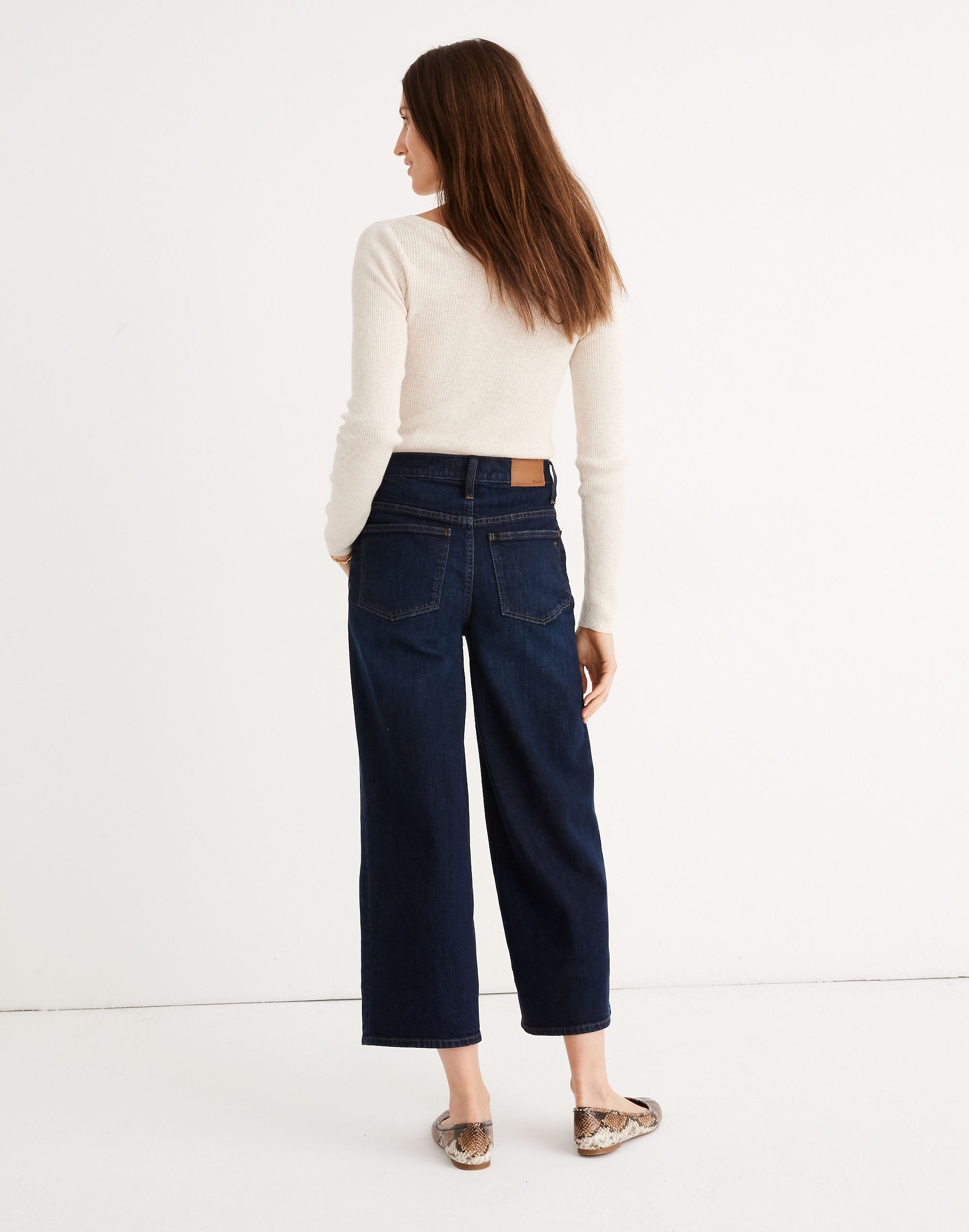 Wide-Leg Crop Jeans in Hayes Wash: Button-Front Edition