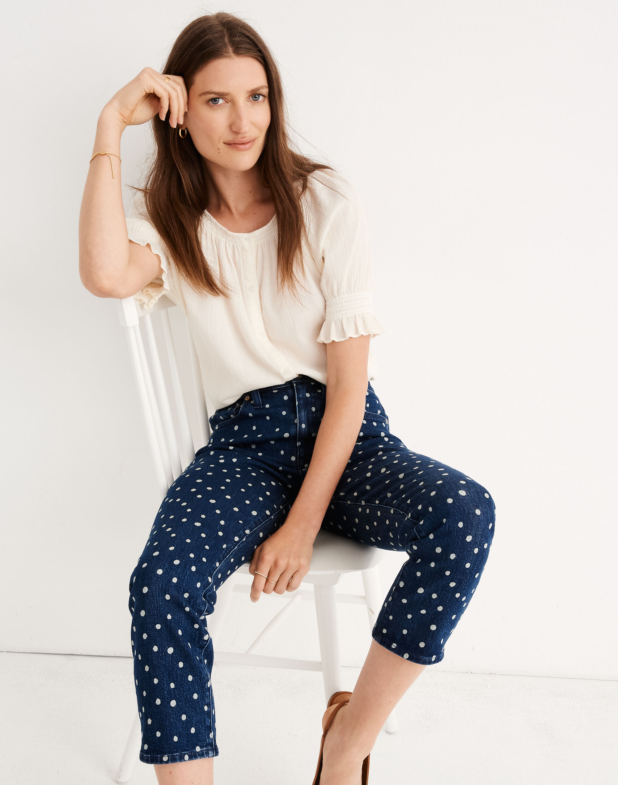 The High-Rise Slim Crop Boyjean: Bleached Dot Edition