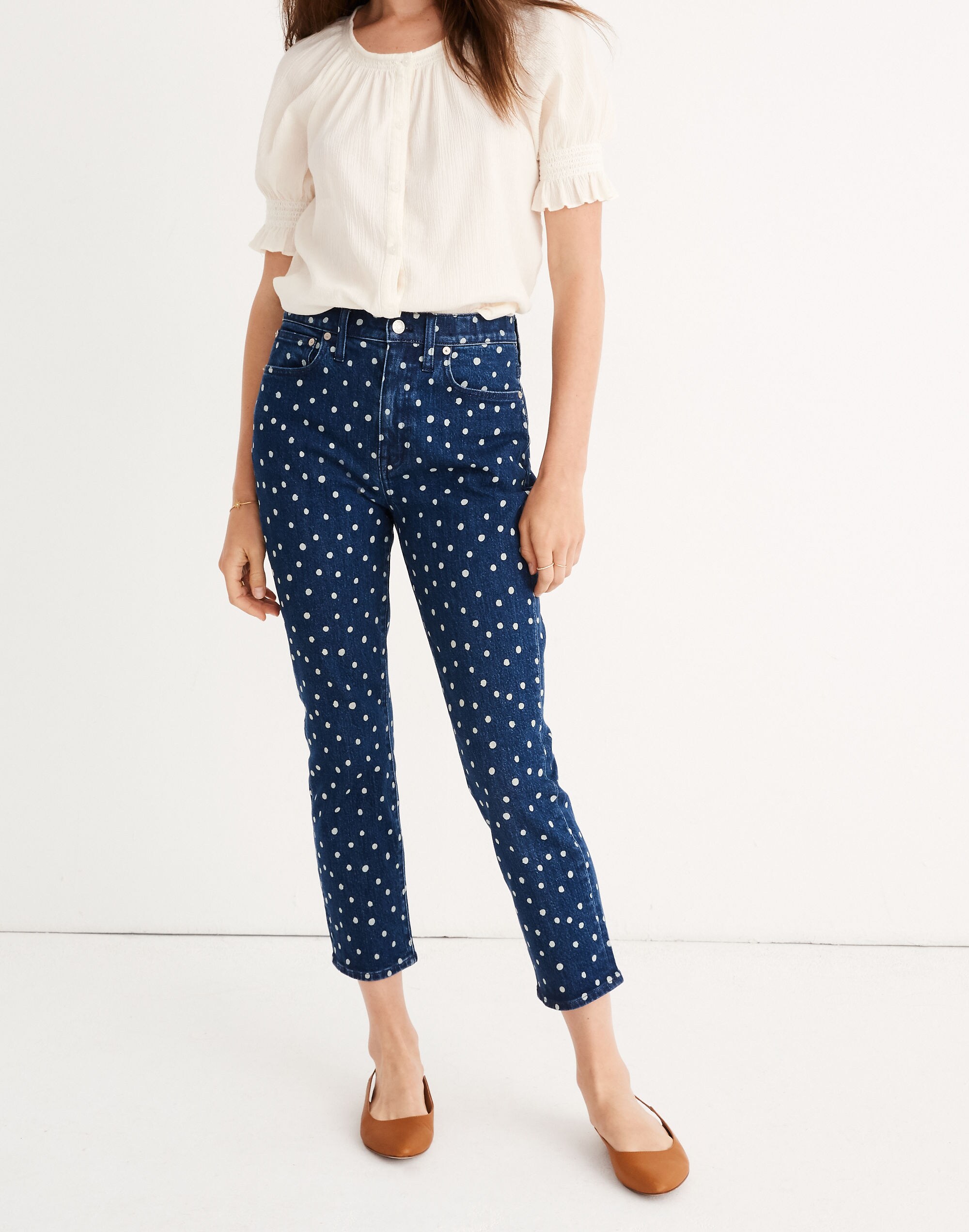 The High-Rise Slim Crop Boyjean: Bleached Dot Edition
